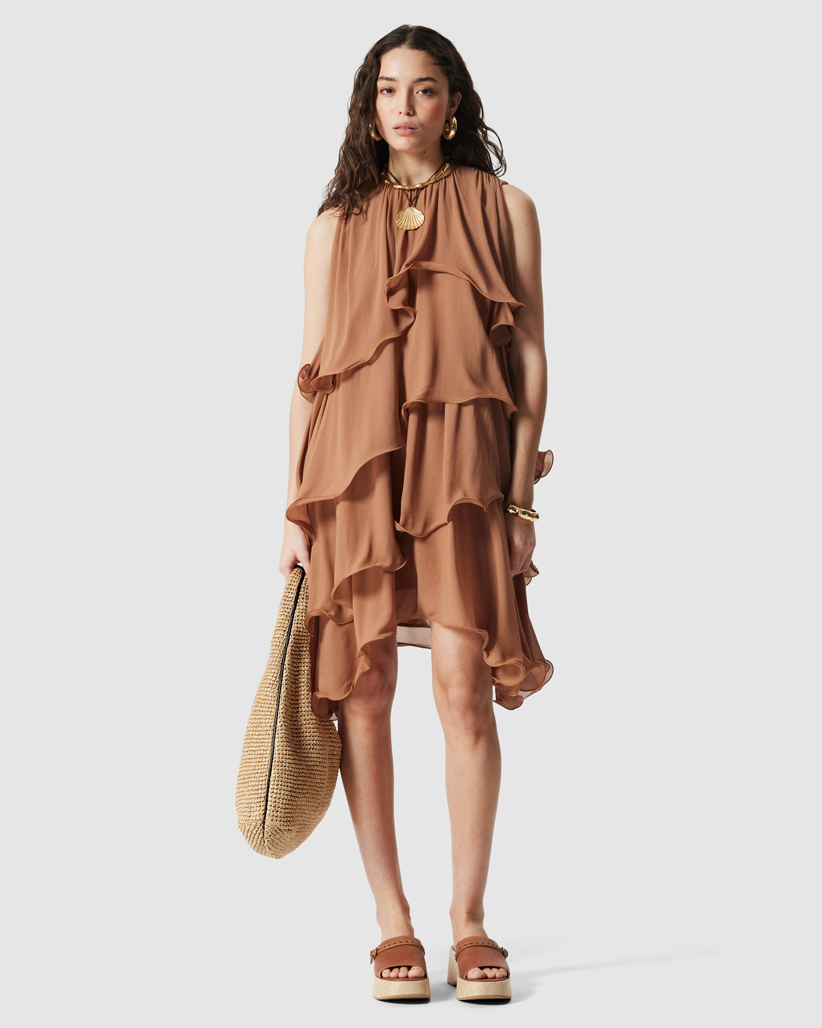 Sleeveless Frill Mini Dress