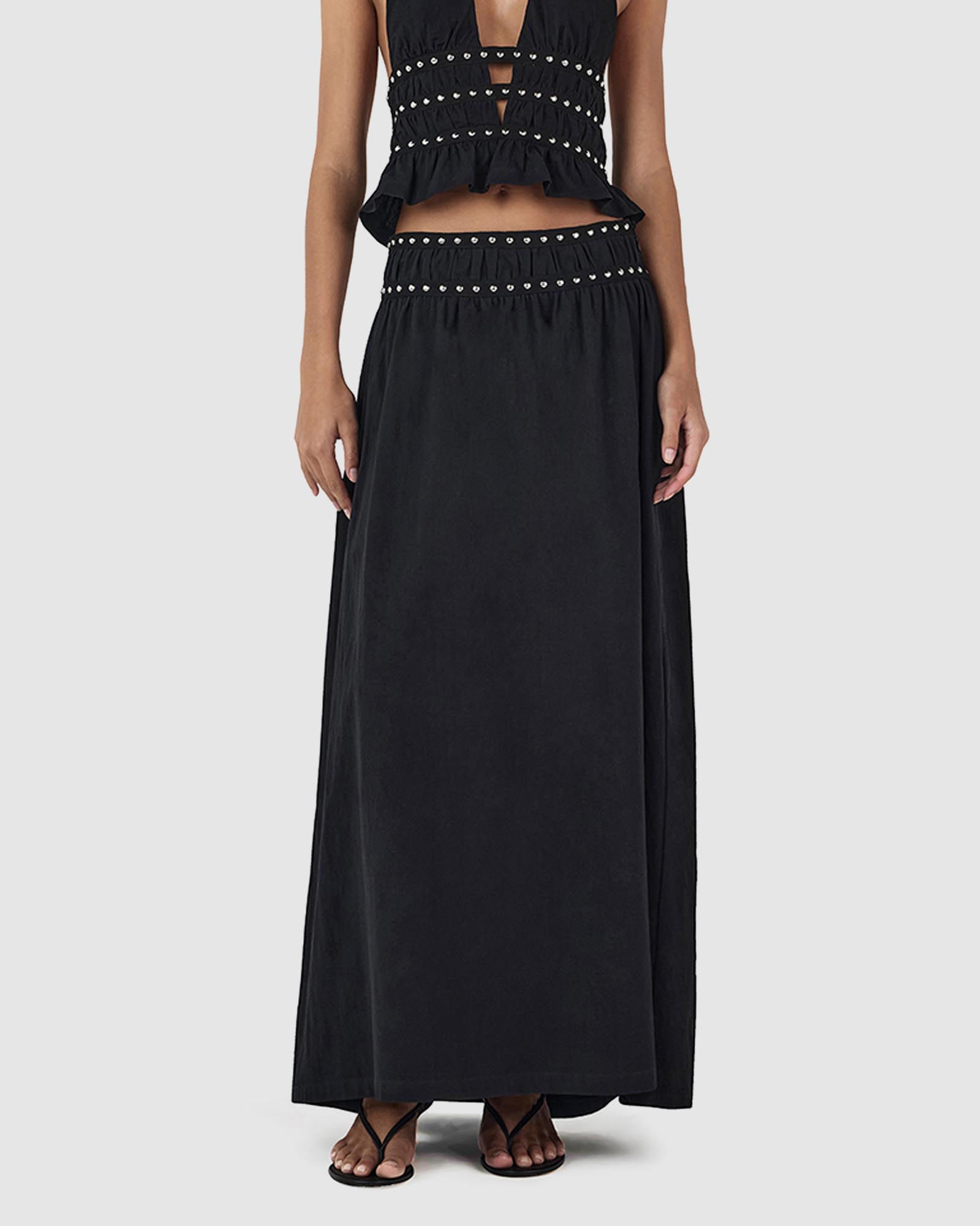 Tabby Studed Midi Skirt