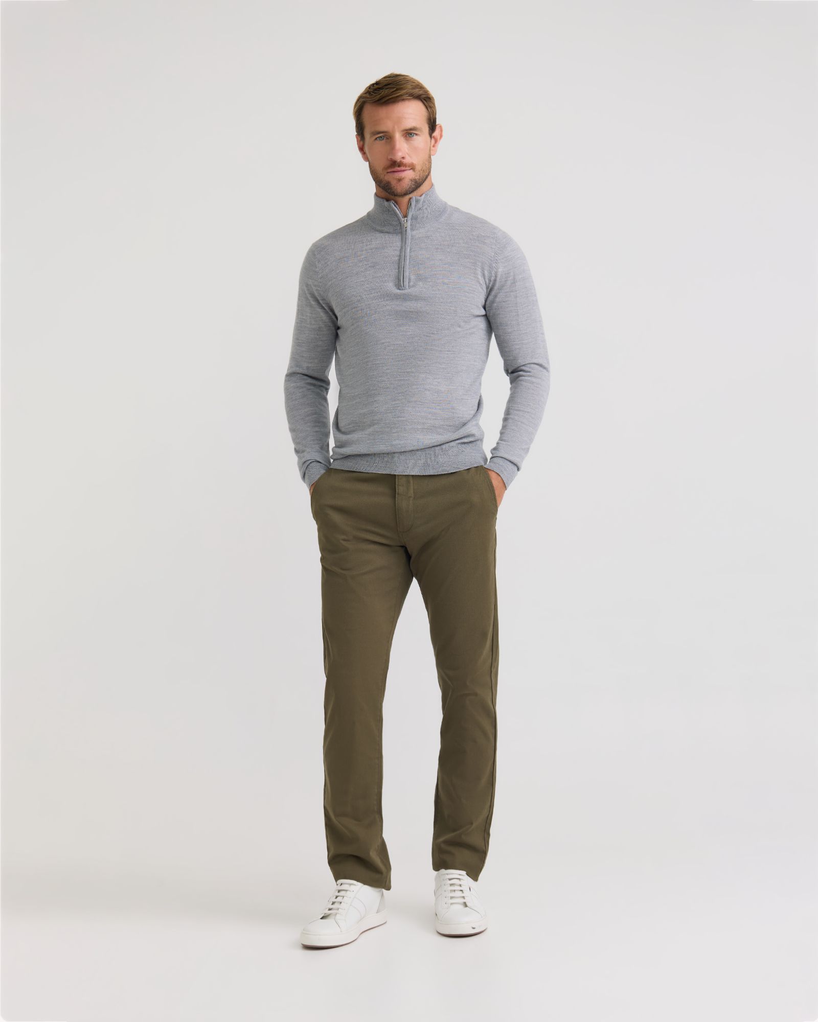 Merino Zip Neck Pure Wool Pullover