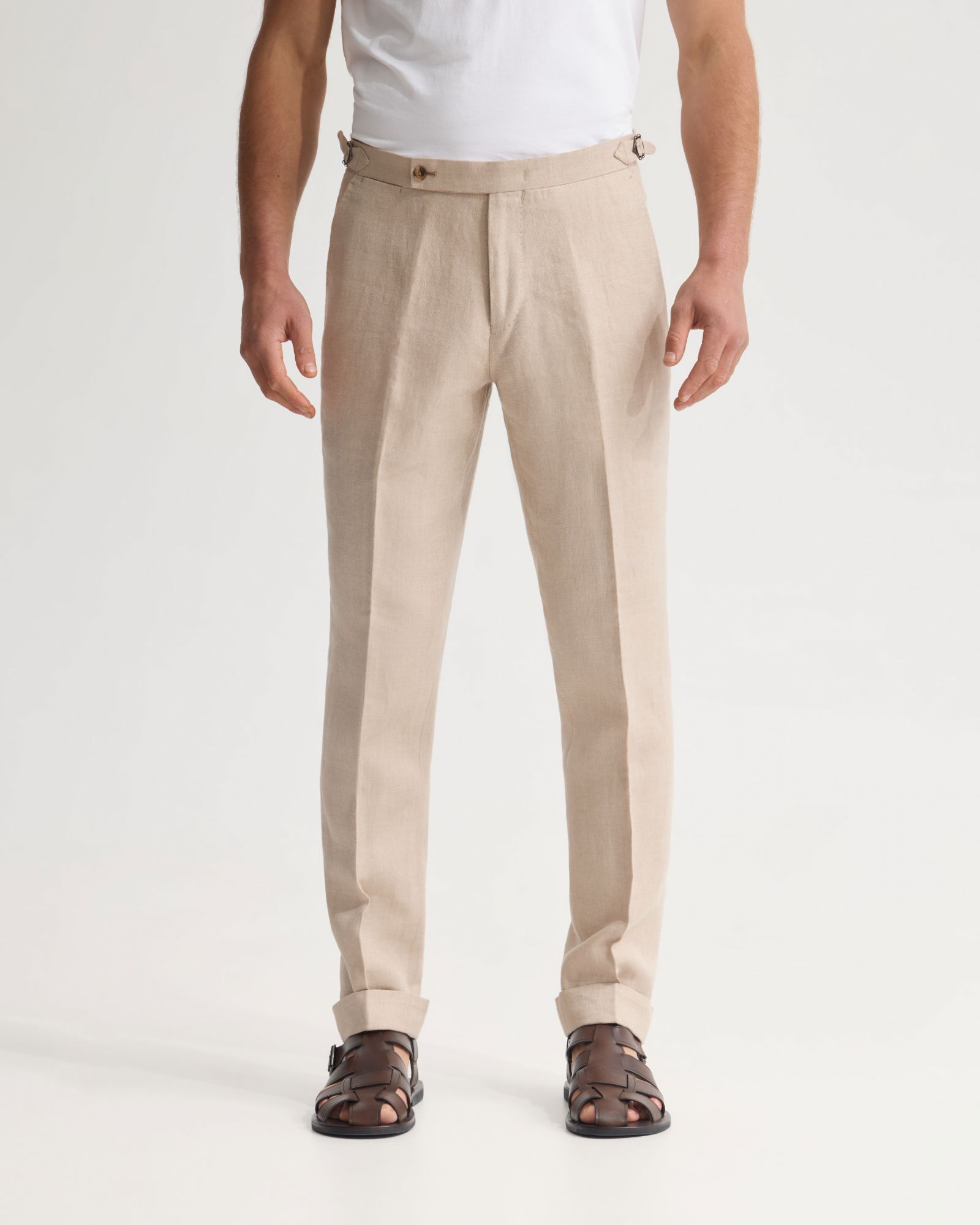 Bryon Herringbone Pant Side Tab/Cuf
