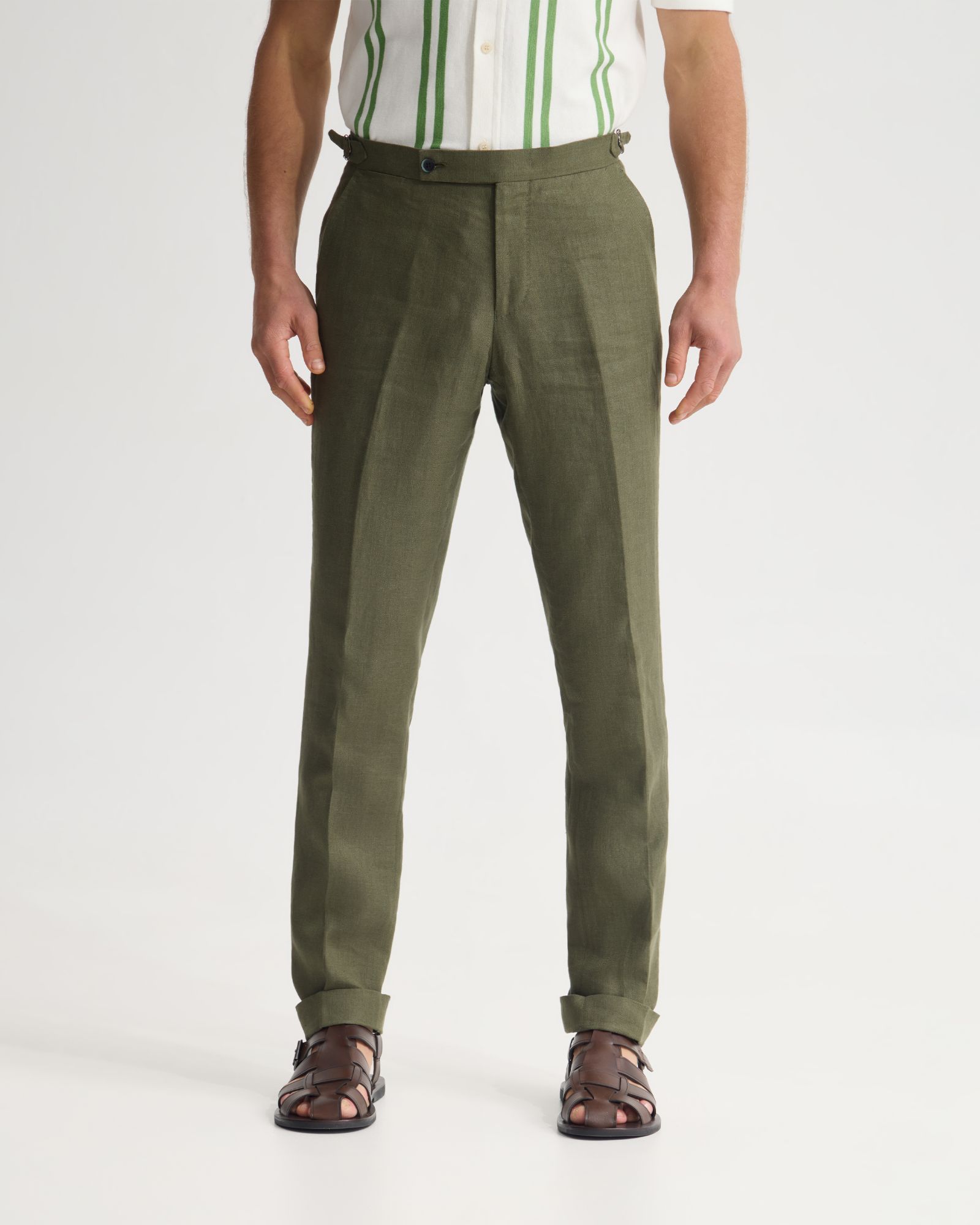 Bryon Herringbone Pant Side Tab/Cuf