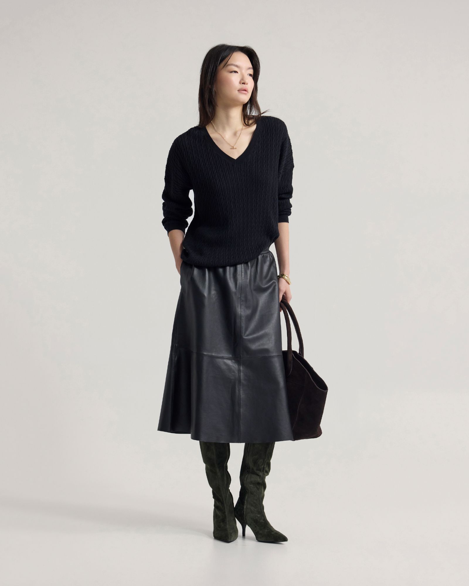 Drew Cable V-Neck Knit