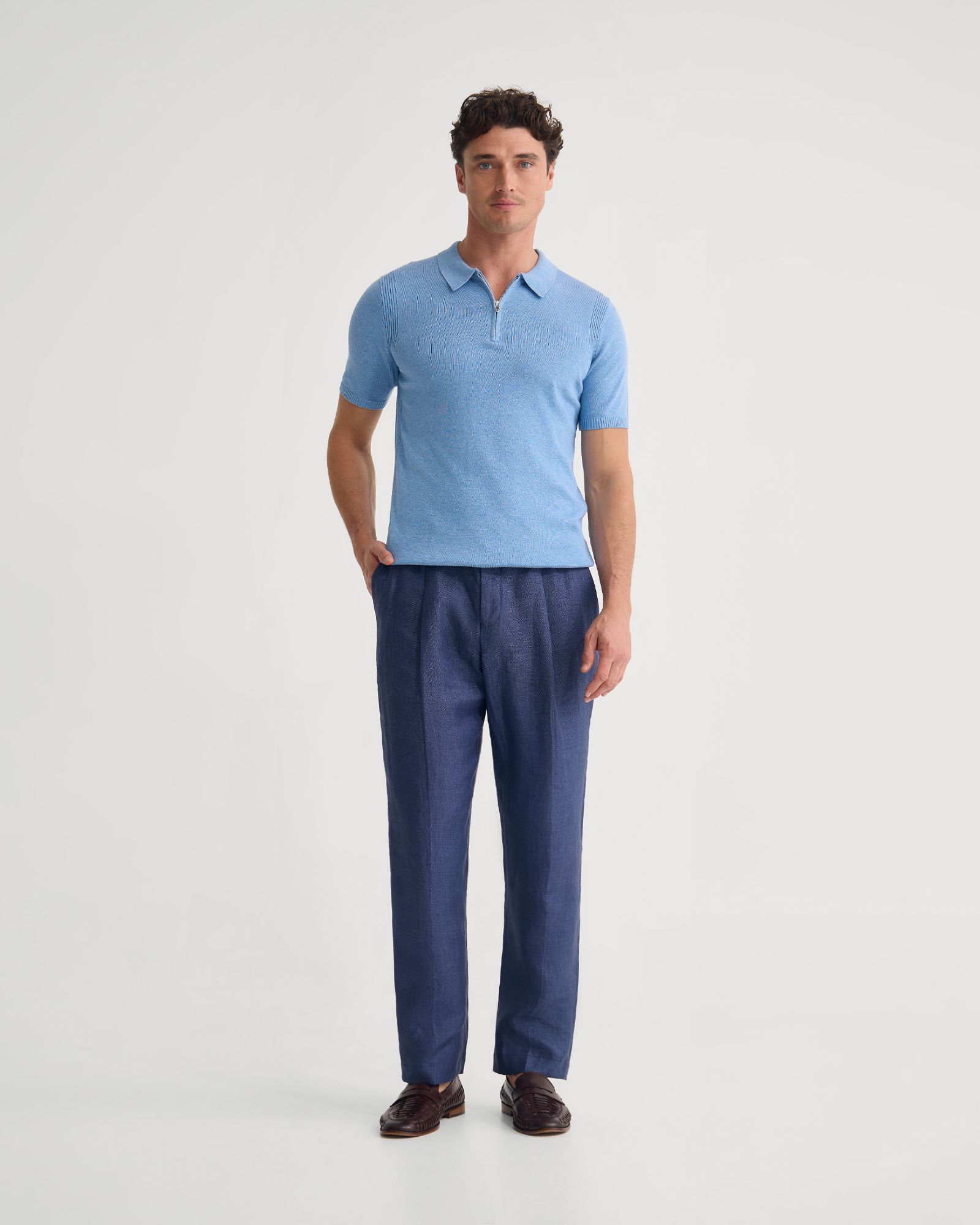 Otis Zip Neck Knitted Polo