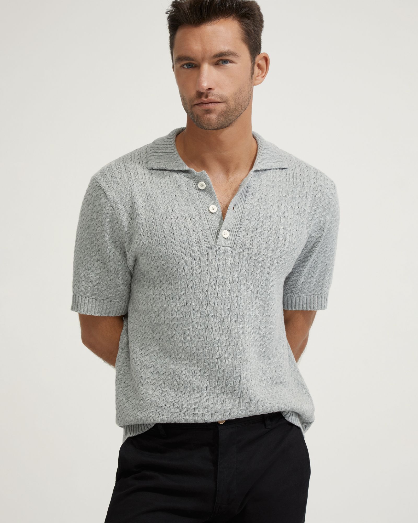 Harrison Cable Knit Polo