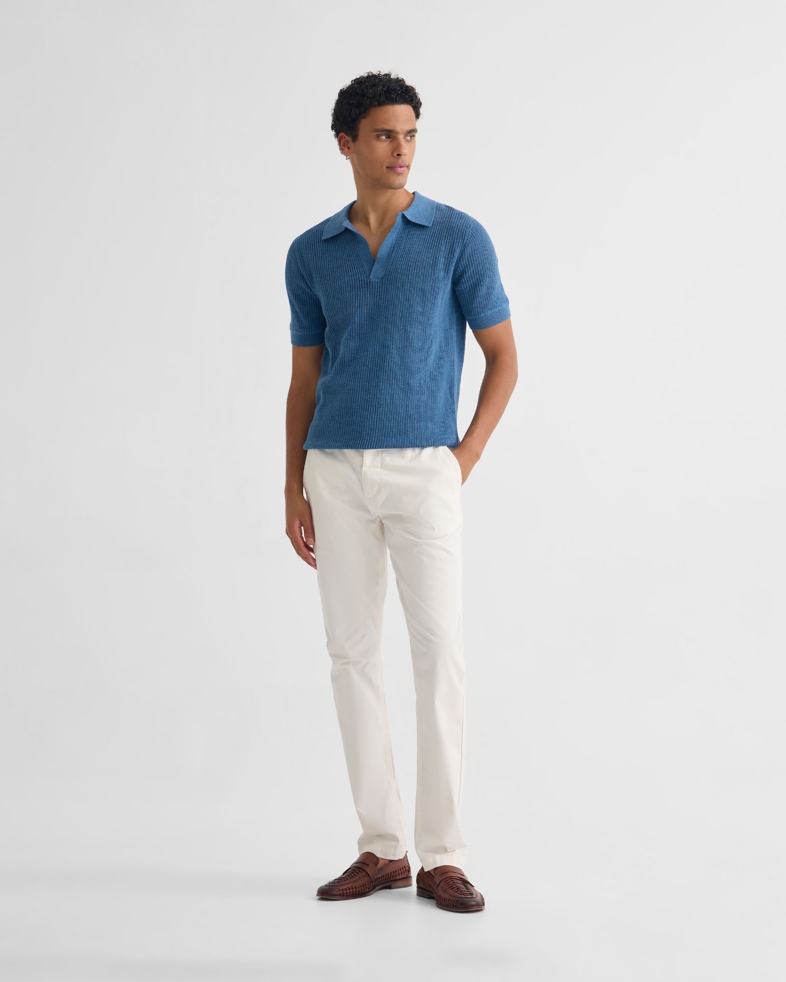 Huck Lined Knitted Polo