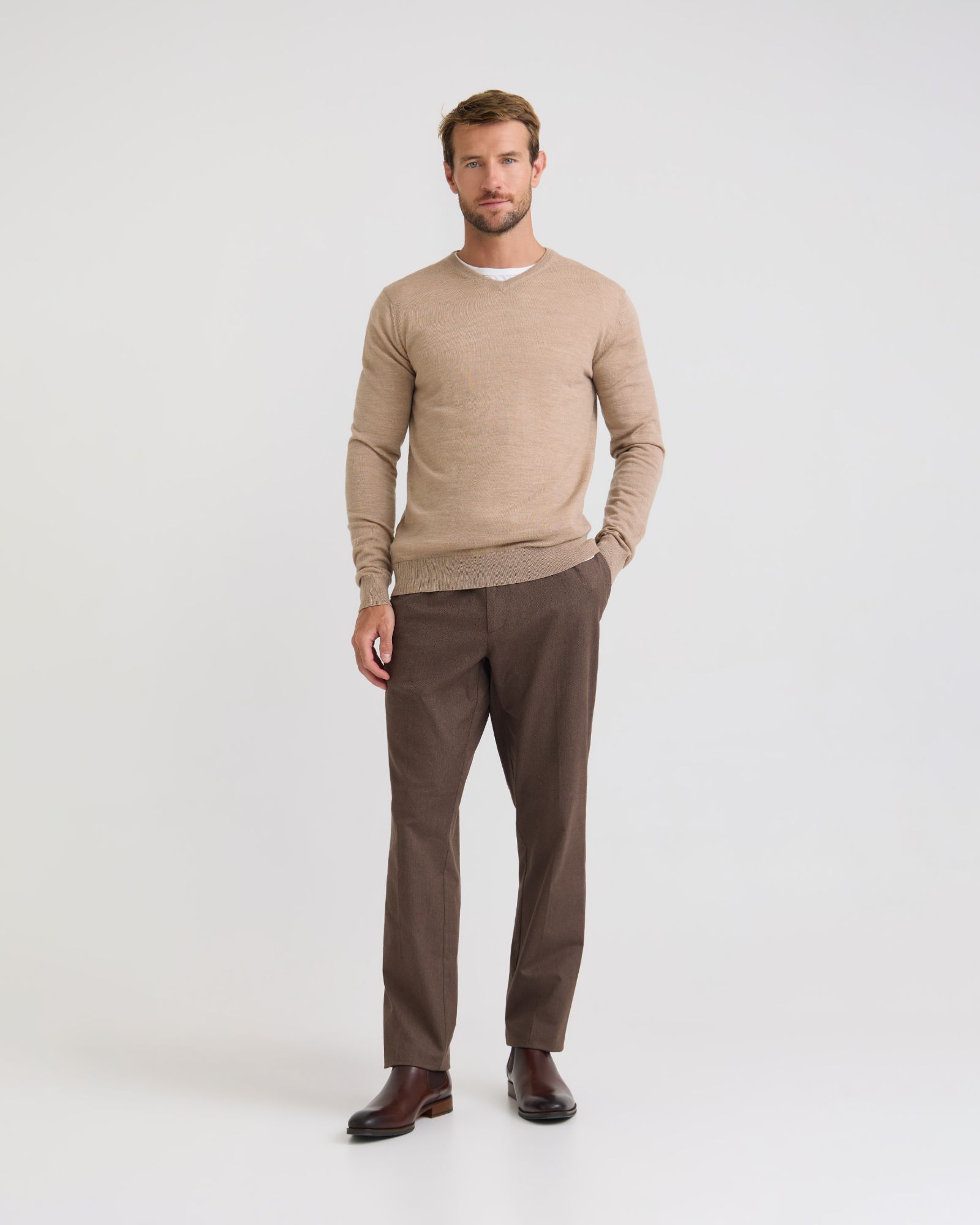 Basic V-Neck Pure Wool Pullover