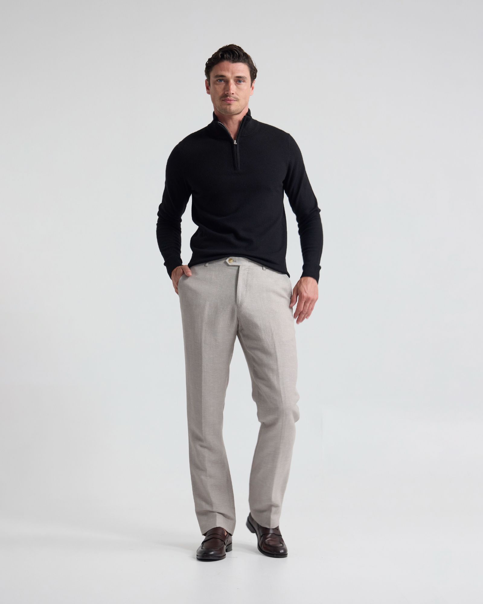 Merino Zip-Neck Wool Pullover