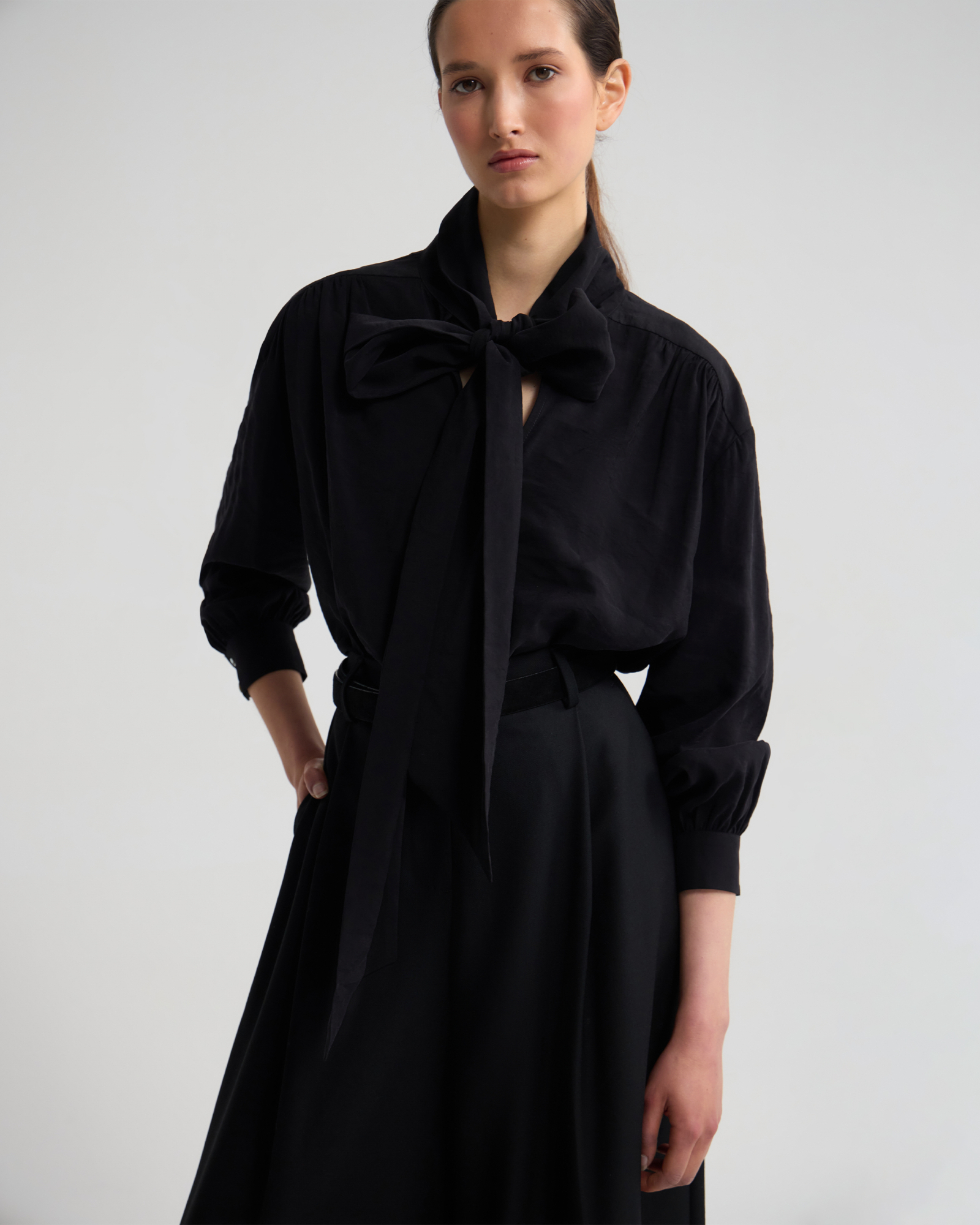 Jenna Rayon Blend Scarf Neck Top