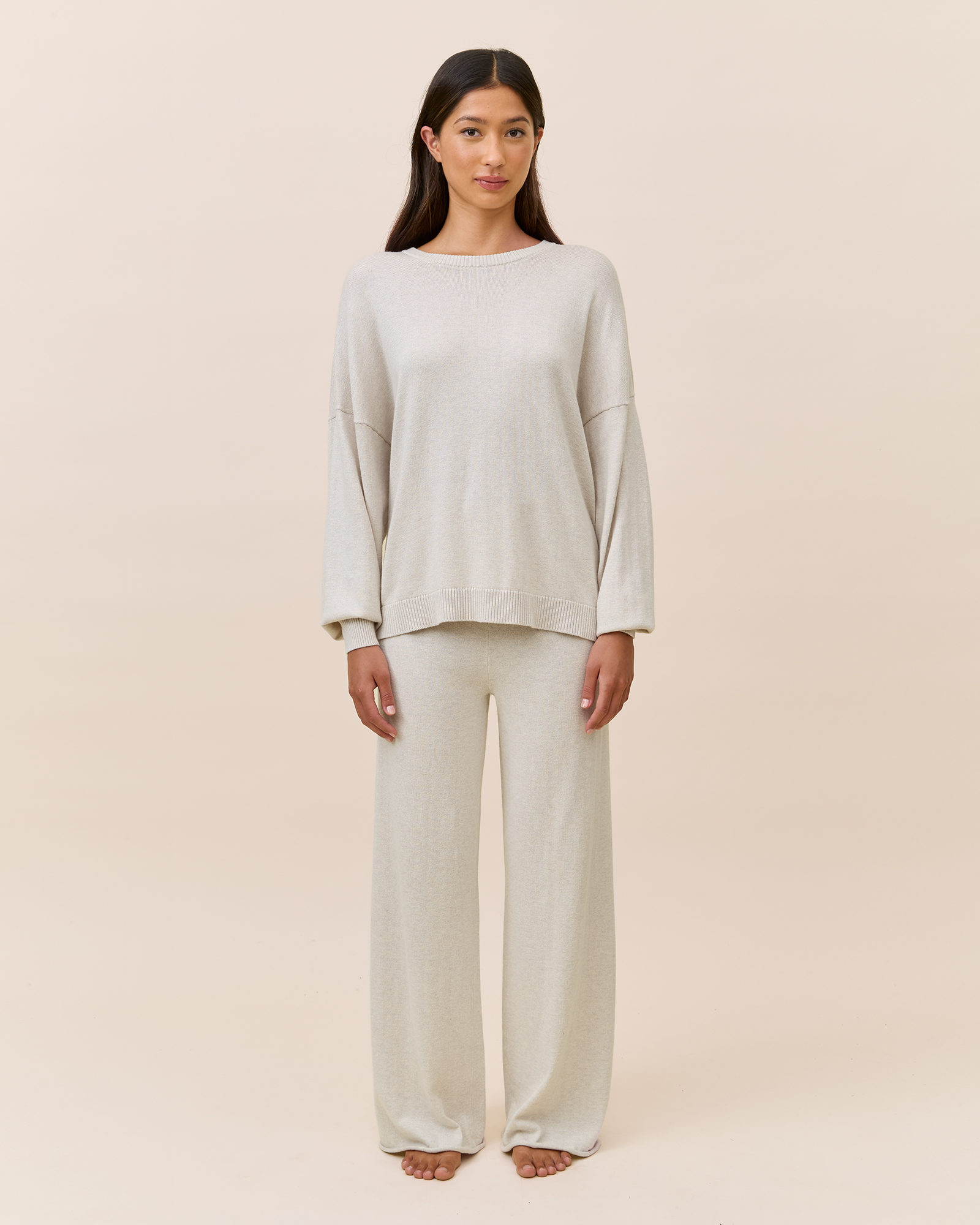 Cotton Cashmere Straight Leg Pant