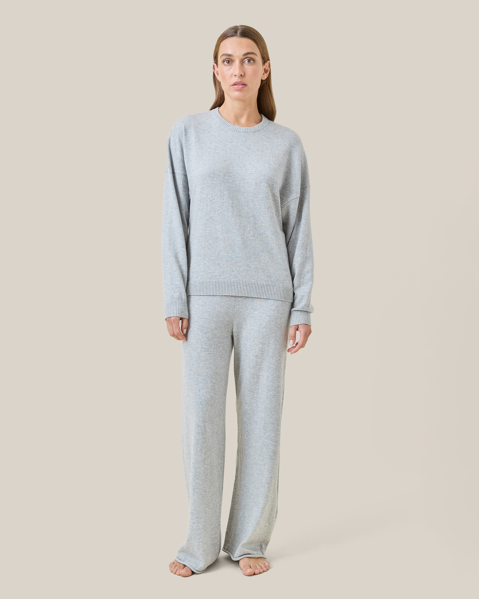 Cotton Cashmere Straight Leg Pant