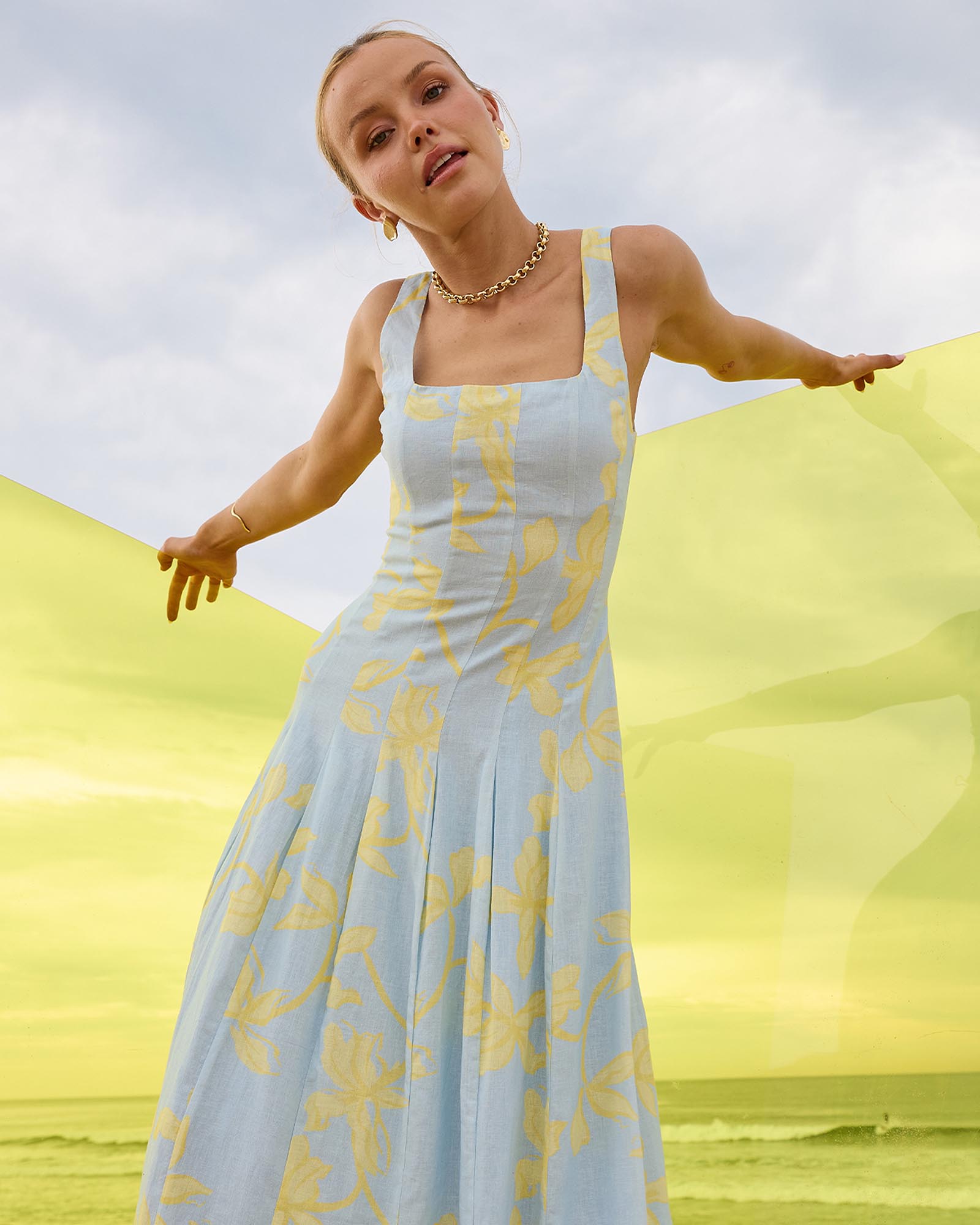 Soleil Panelled Midi Dress
