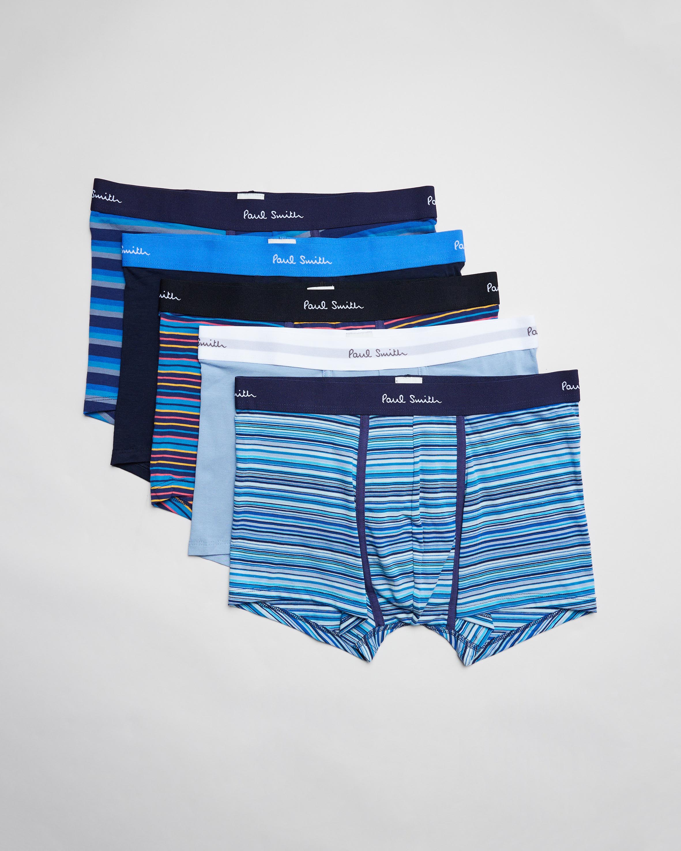 5-Pack Stripe and Plain Mixed Boxer Briefs