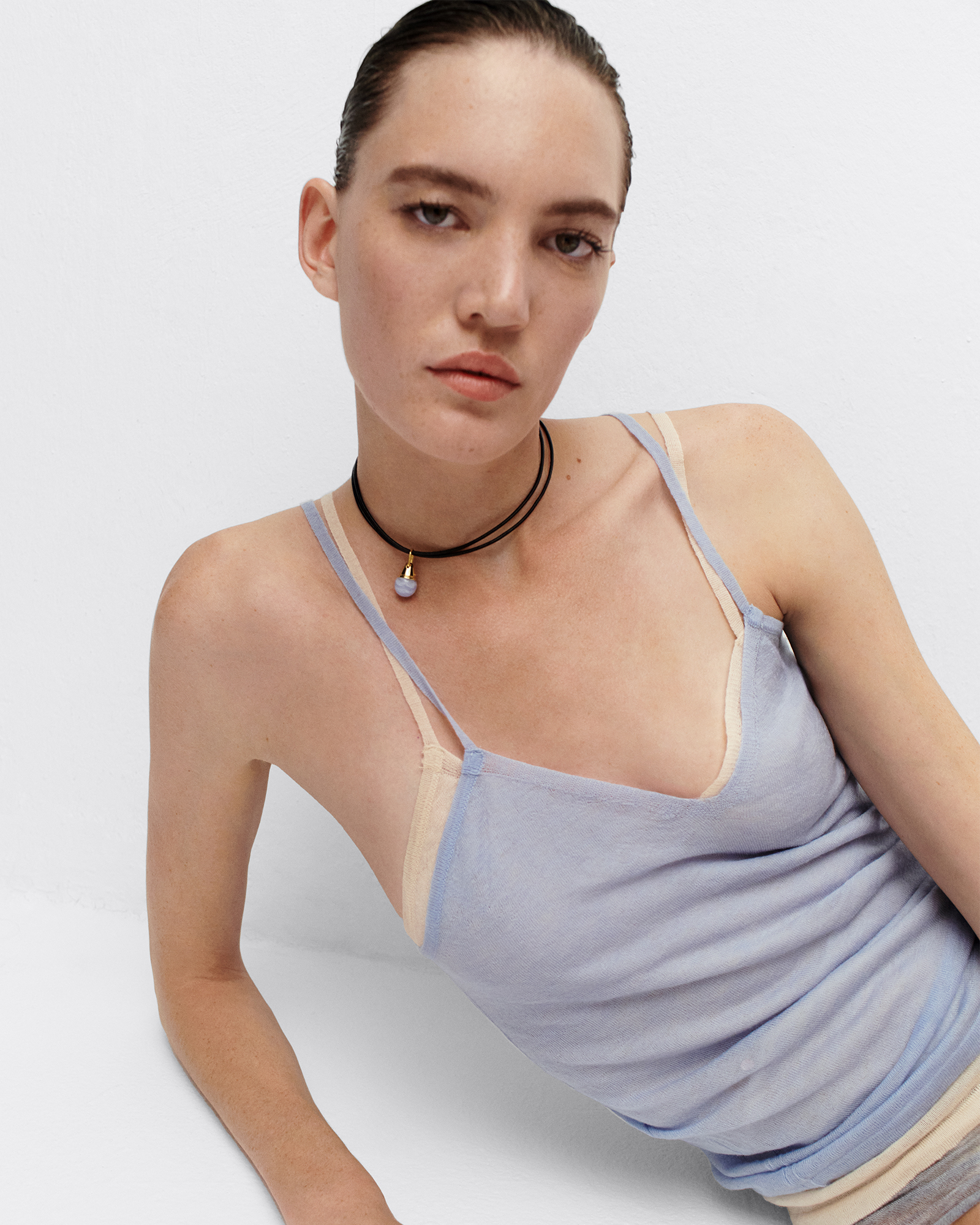 Blue Lace Agate Riviera Pendant Leather Necklace