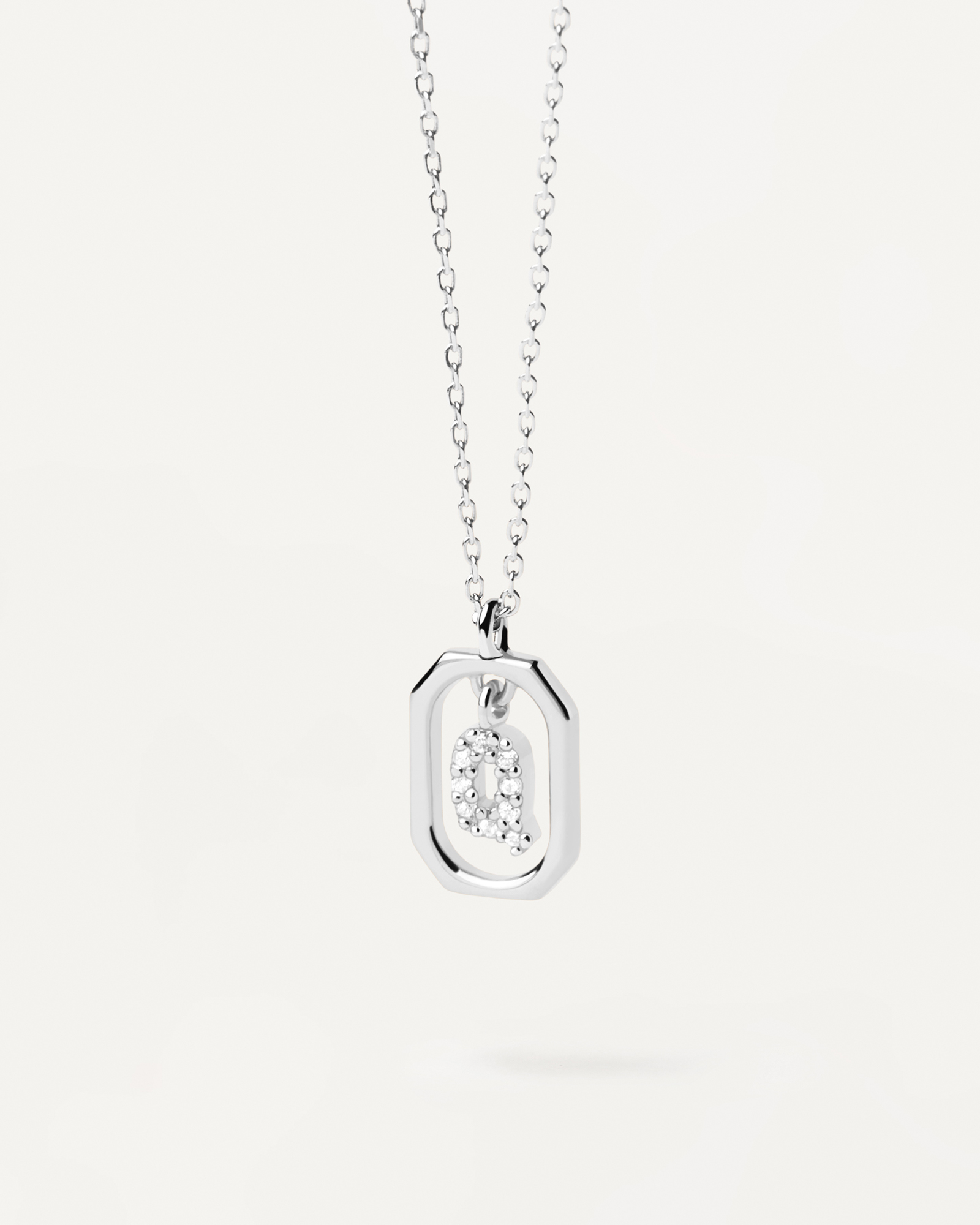 Mini Letter Q Silver Necklace