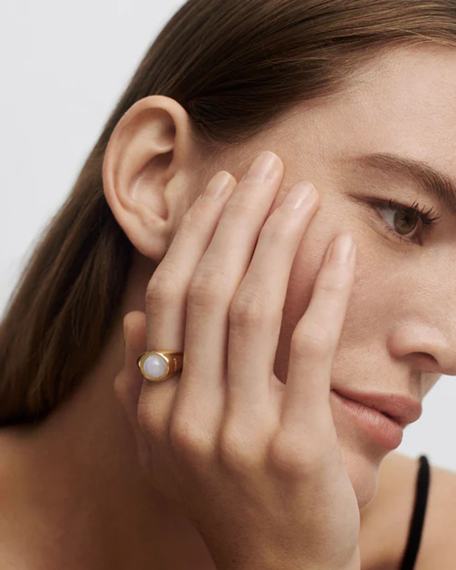 Blue Lace Agate Moon Ring