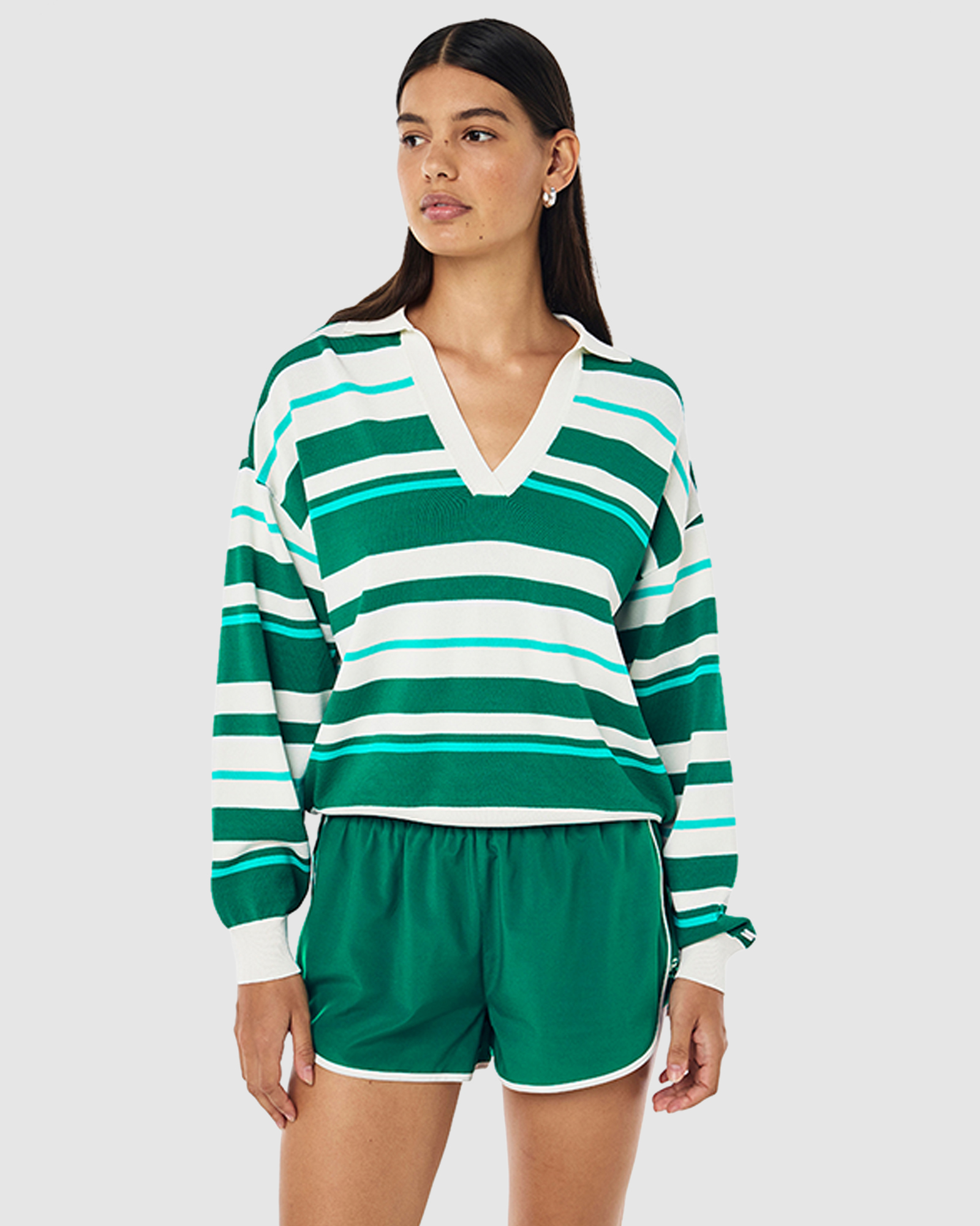Retreat Stripe Collar Knit Top