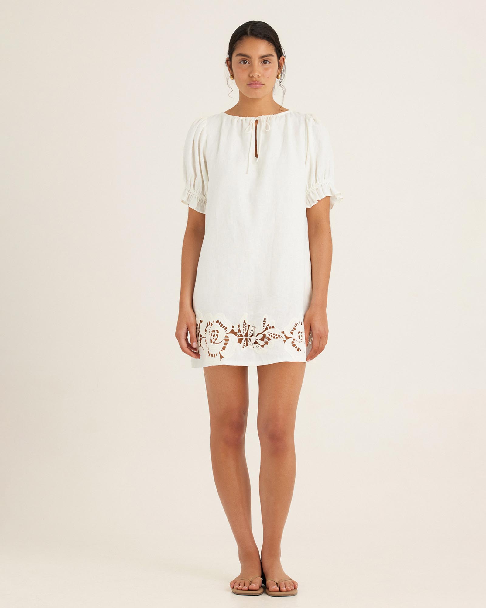 Embroidered Poets Mini Dress