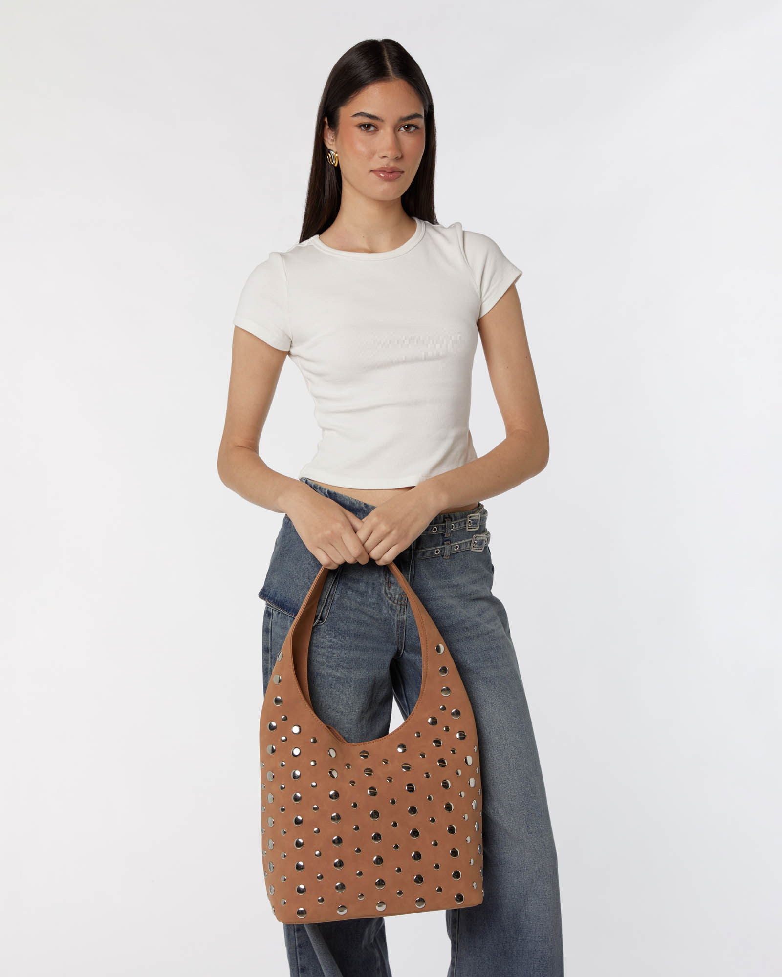 Yoko Studded Hobo Bag