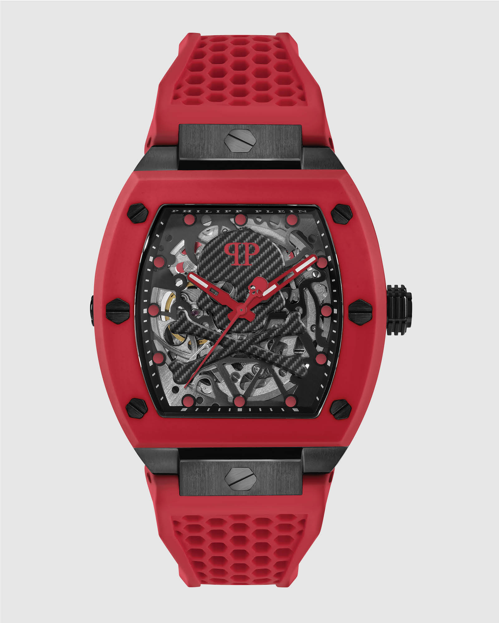 Skeleton 44mm Red Tone Red Silicone Strap