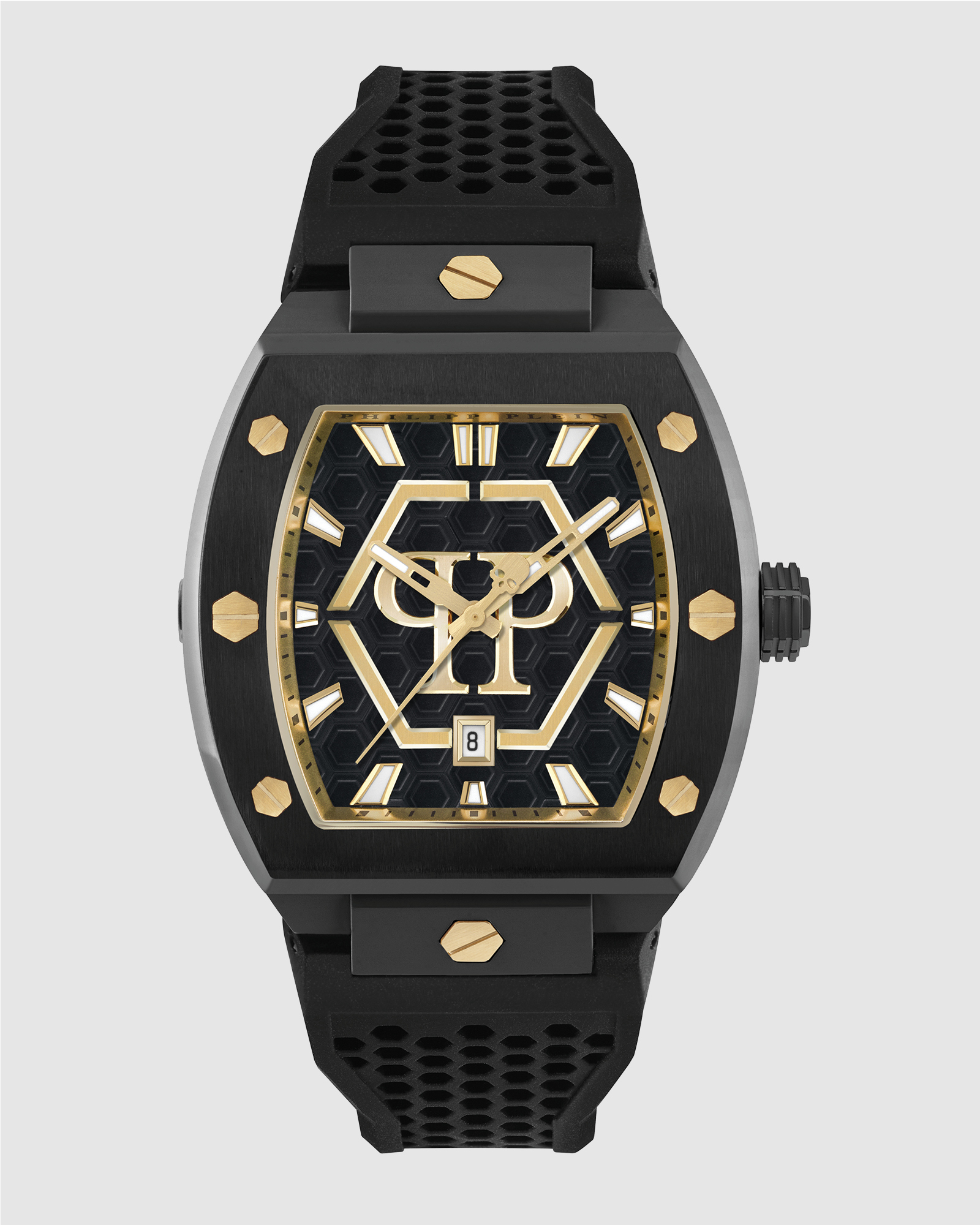 Hexagon Phantom 44mm Black Dial and Strap with Gold-tone PP logo