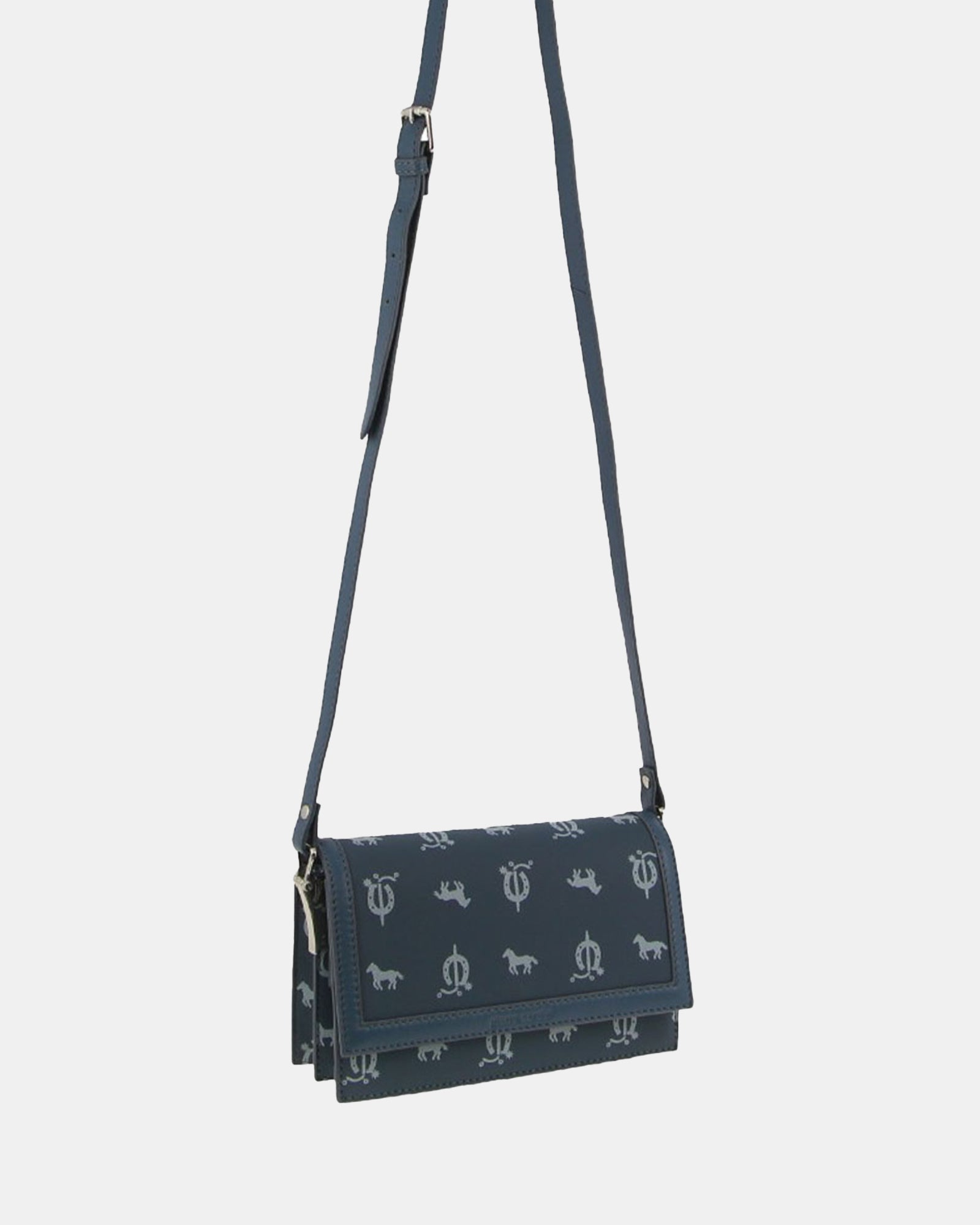 Pierre Cardin Canvas Print/Leather Trim Flap Cross-Body Bag