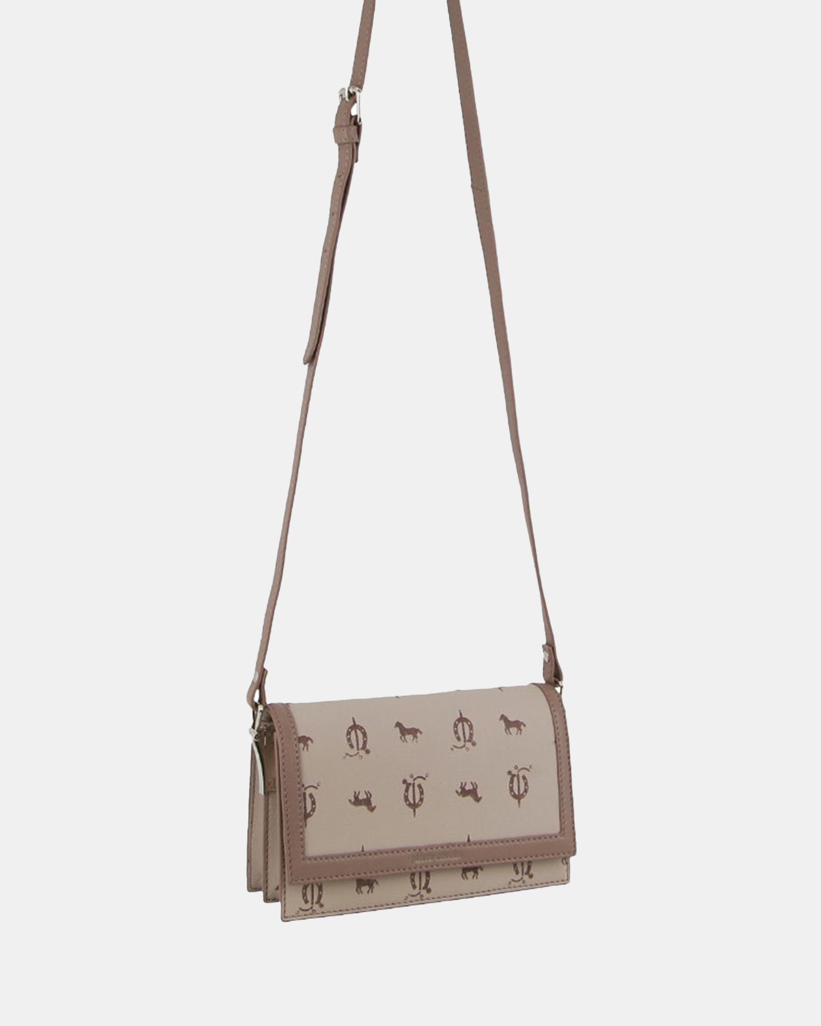 Pierre Cardin Canvas Print/Leather Trim Flap Cross-Body Bag