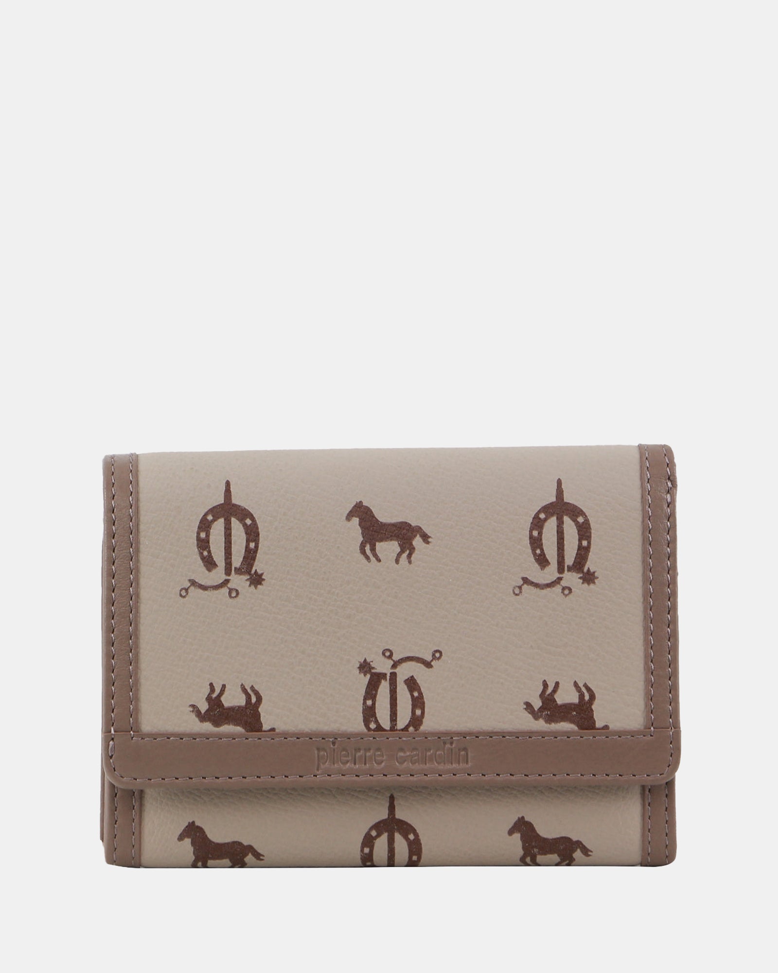 Pierre Cardin Canvas Print/Leather Trim Bi-Fold Flap Wallet