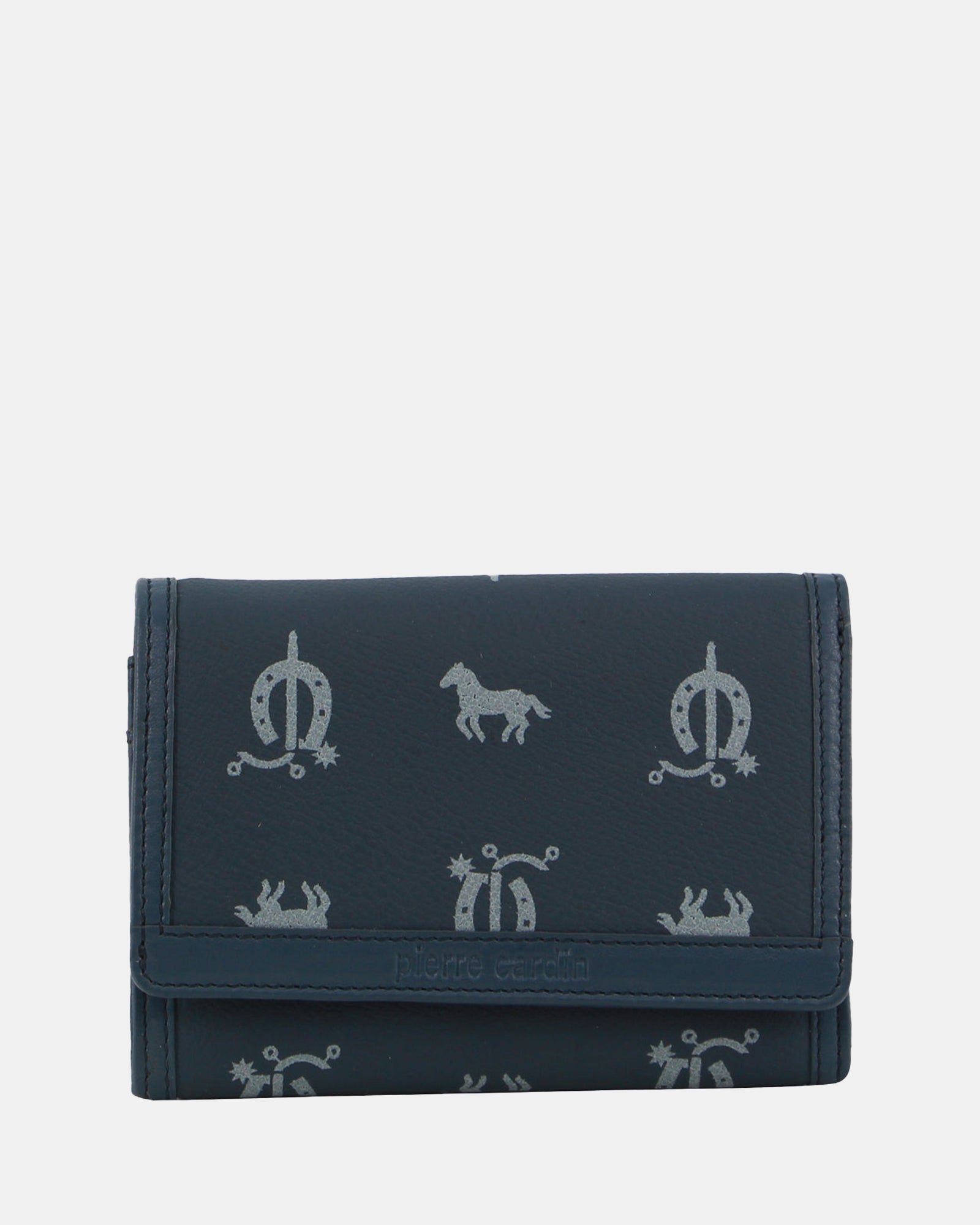 Pierre Cardin Canvas Print/Leather Trim Bi-Fold Flap Wallet