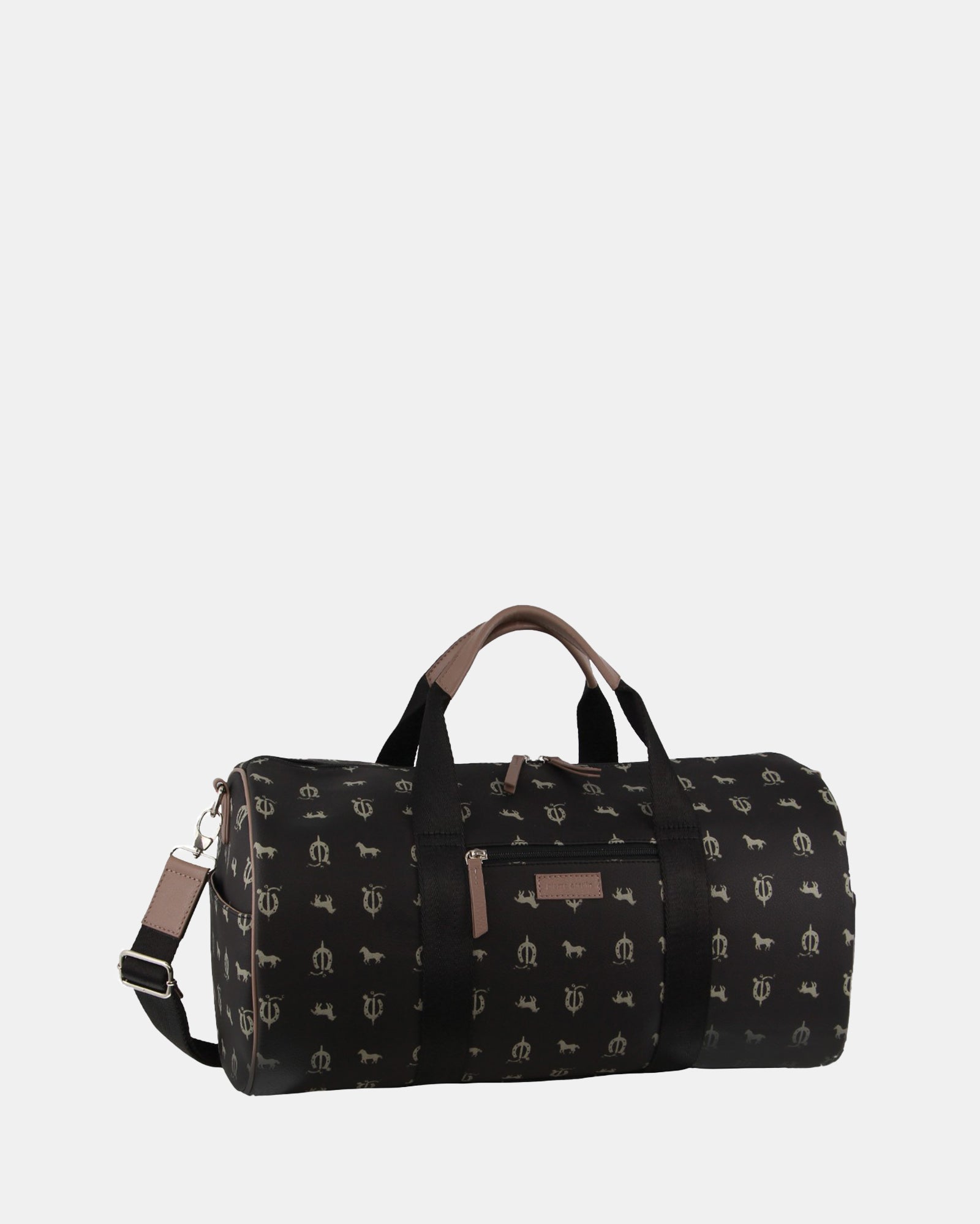 Pierre Cardin Canvas Print/Leather Trim Art Design Duffle Bag