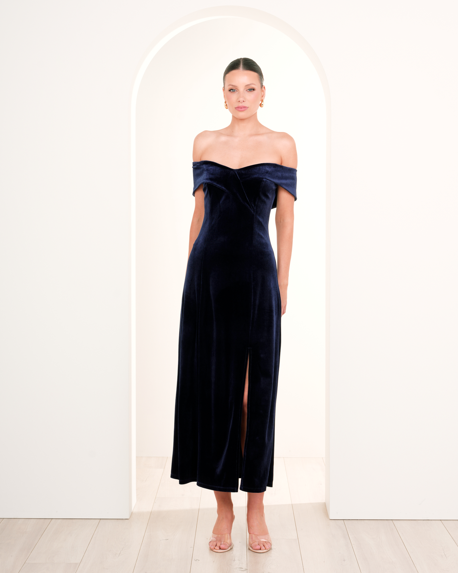 Bri Off Shoulder Velvet Gown