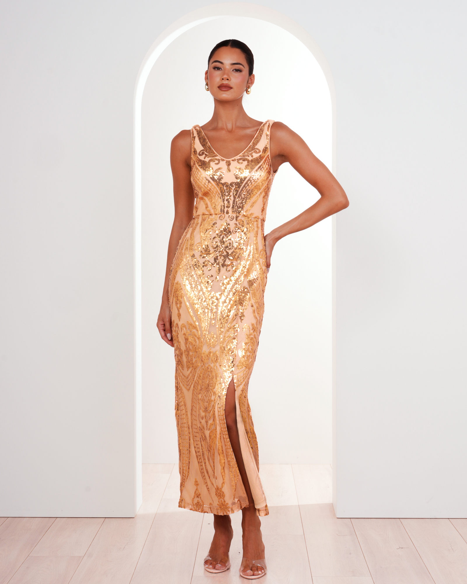 Jordana V-neck Sequin Dress