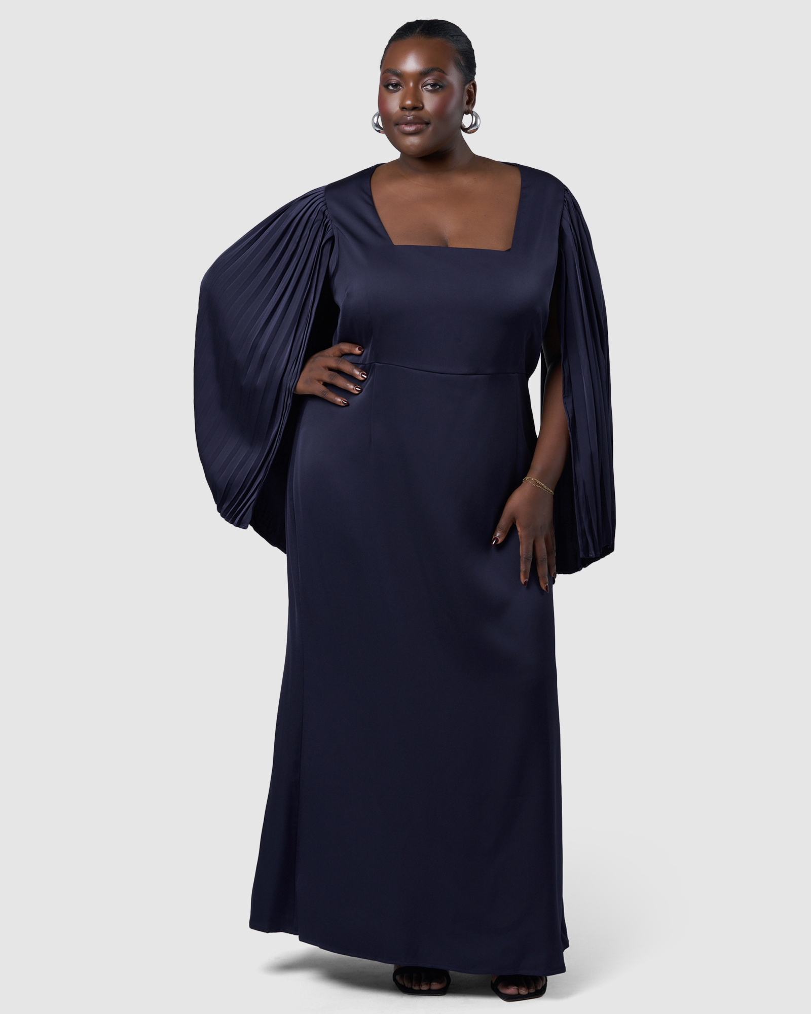 Sultry Satin Cape Dress