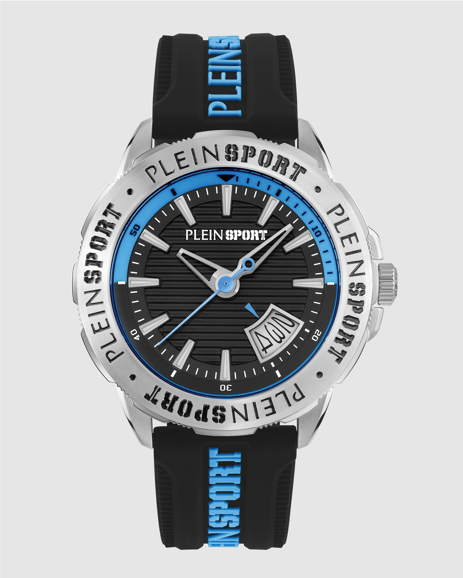 PLEIN RAMPAGE 44mm Black dial and Black Blue Silicone strap
