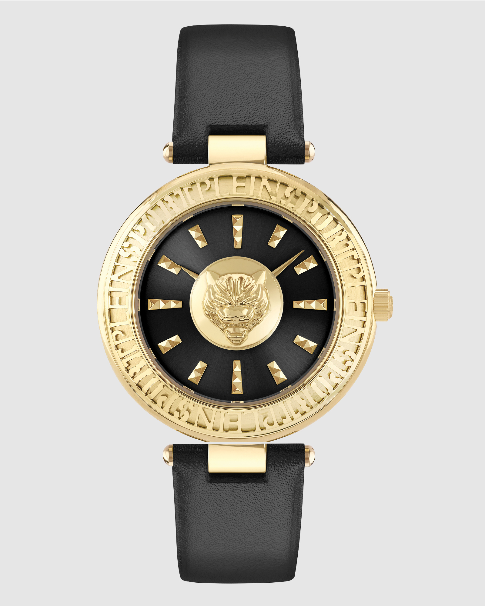 PLEIN OPIUM 38mm Black dial with Black Leather Strap