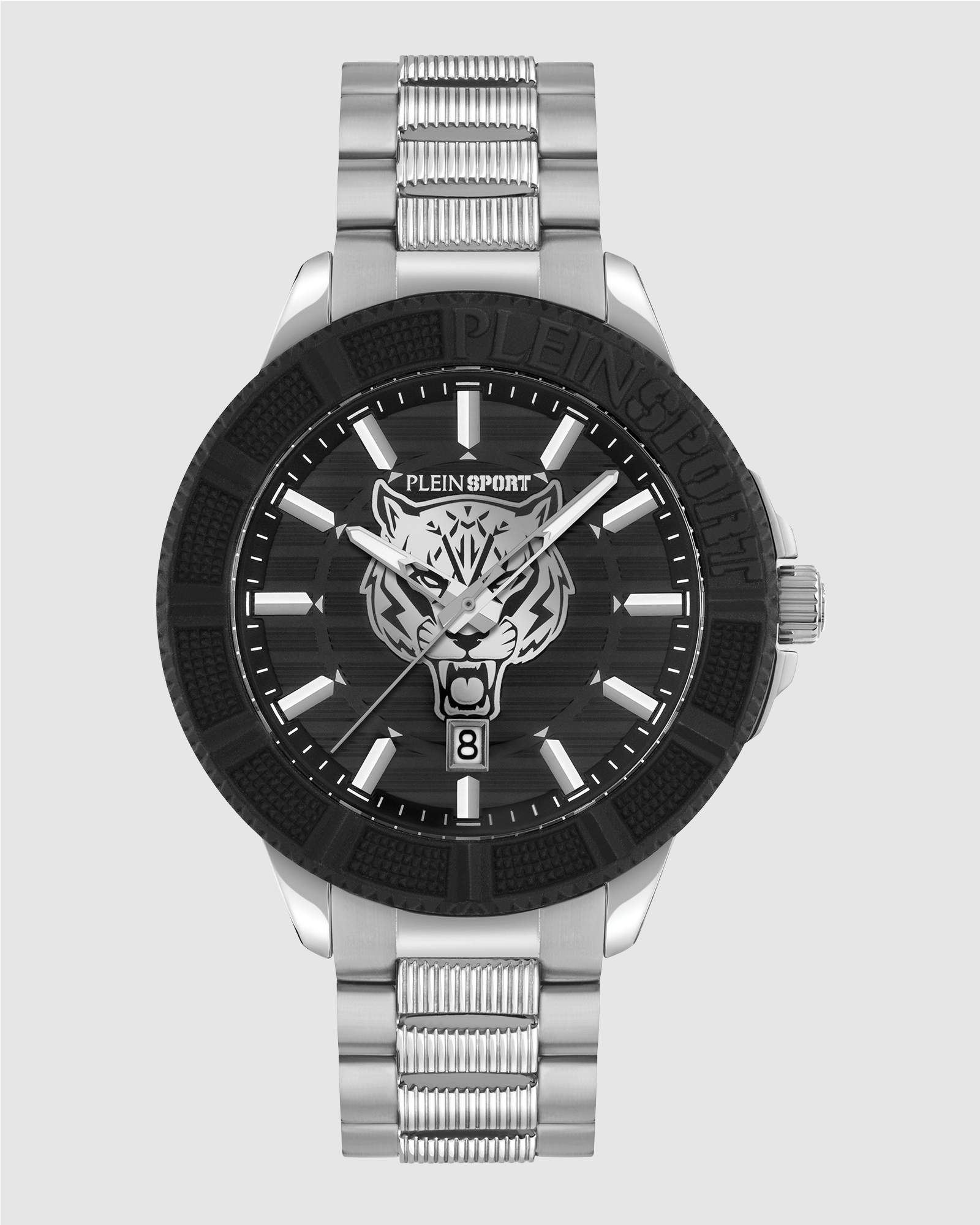 PLEIN CITY RUSH 45mm Black dial and Silver-tone Strap