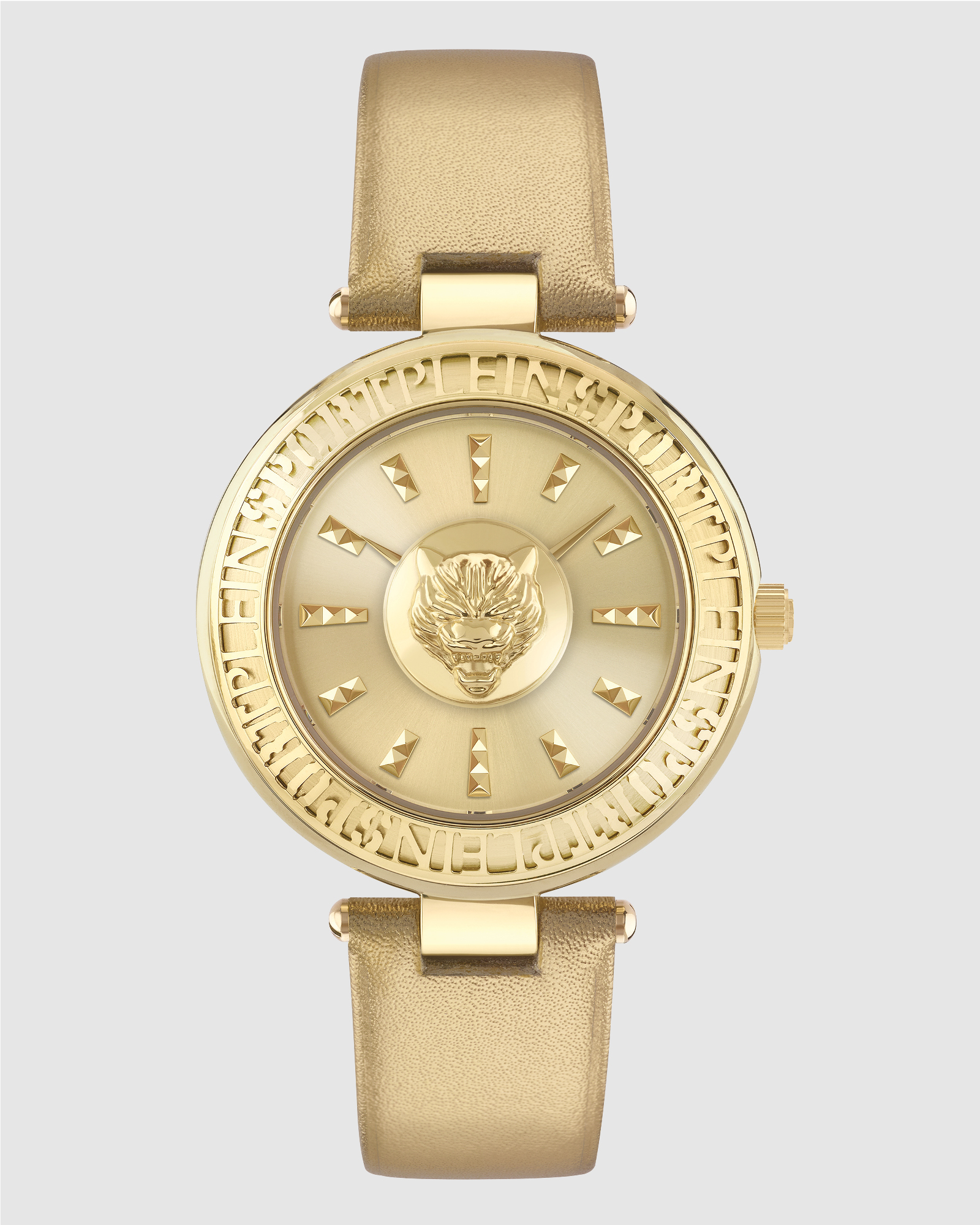 PLEIN OPIUM 38mm Champagne dial with Gold Leather Strap