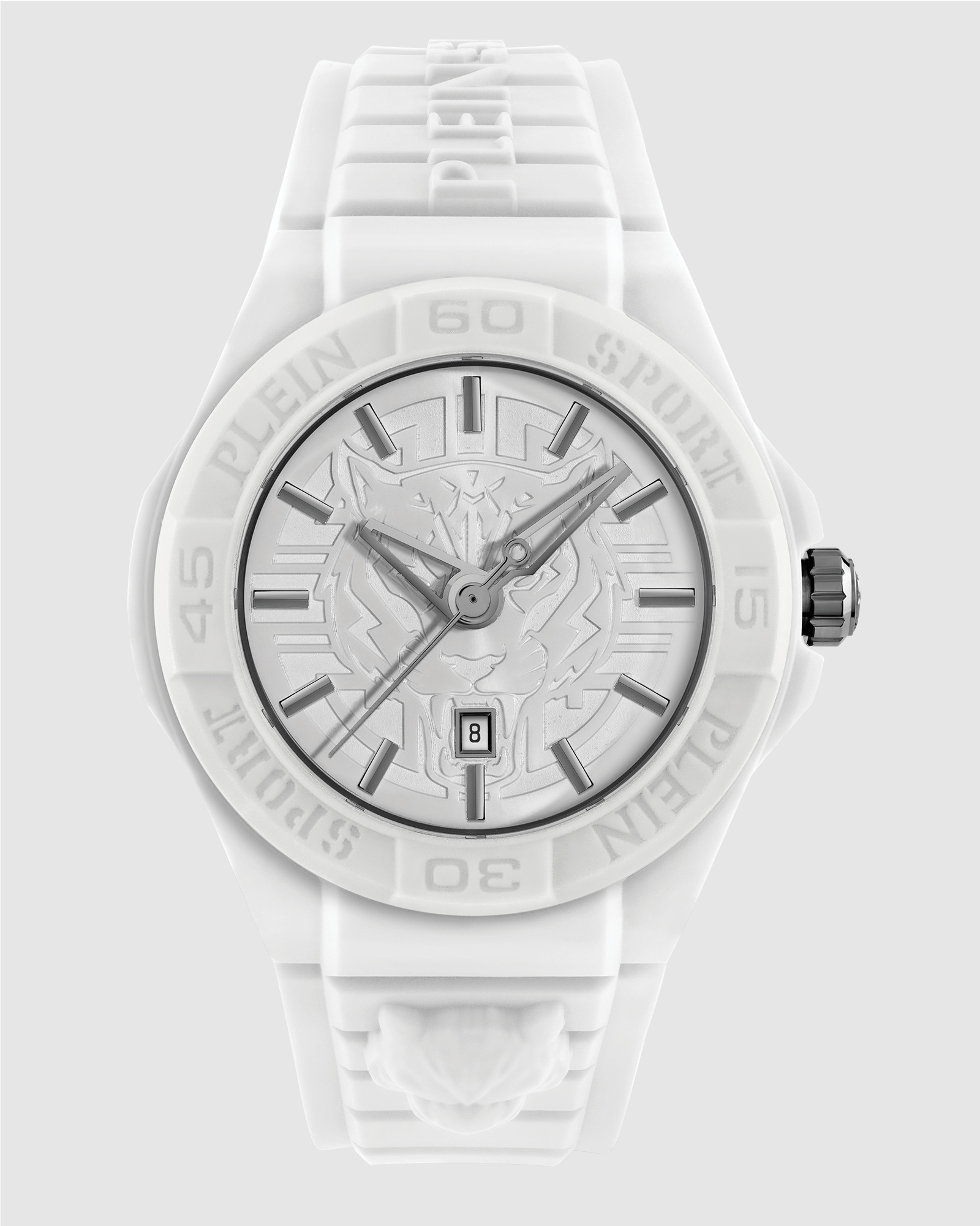 Plein Fearless 46mm White Dial and White Silicone strap