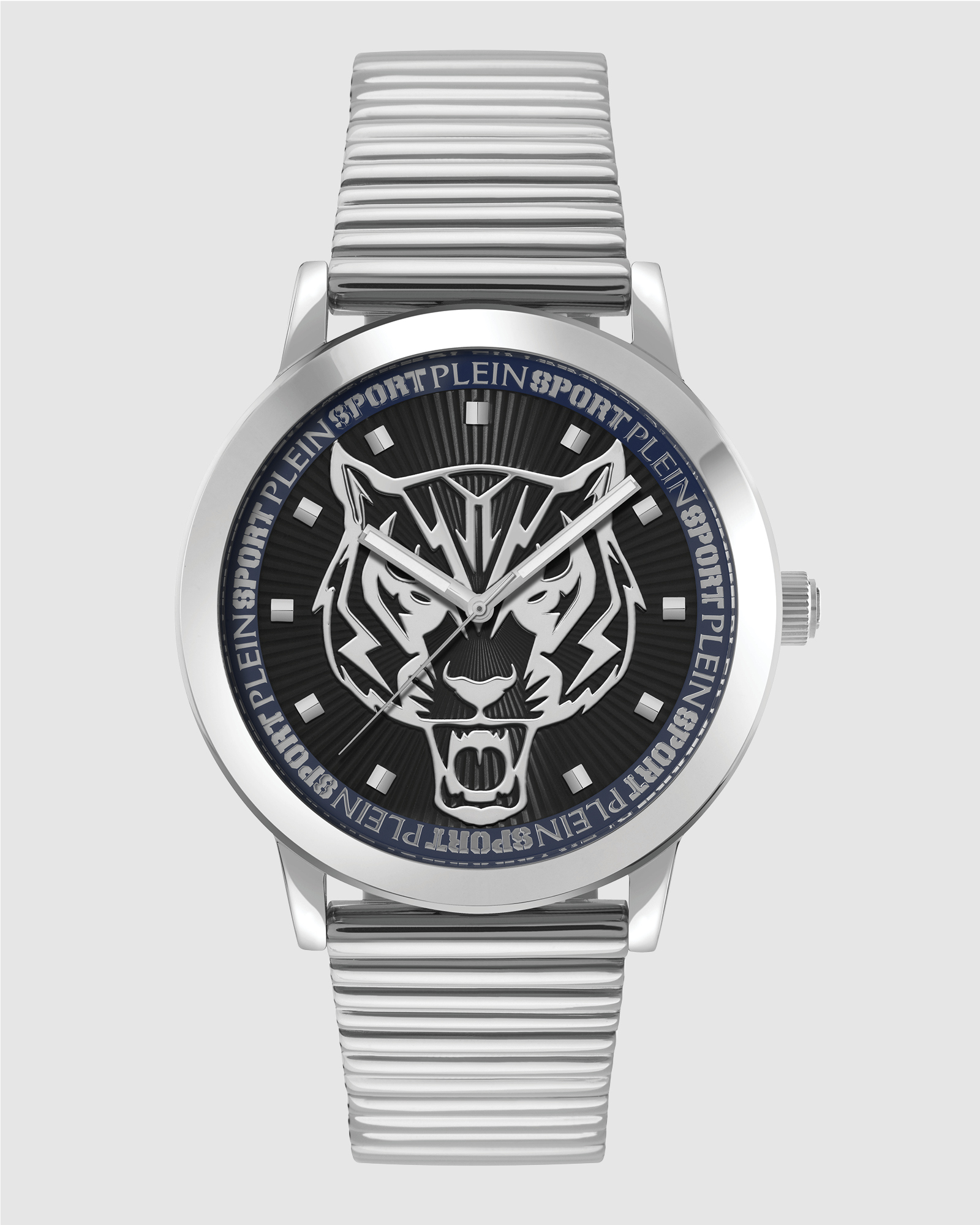 PLEIN IRON TIGER 44mm White Silver dial and Silver-tone bracelet