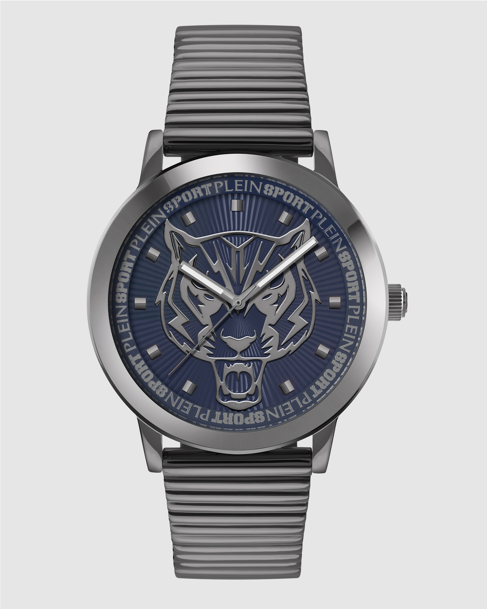 Plein Iron Tiger 44mm Black dial and Silver-tone bracelet