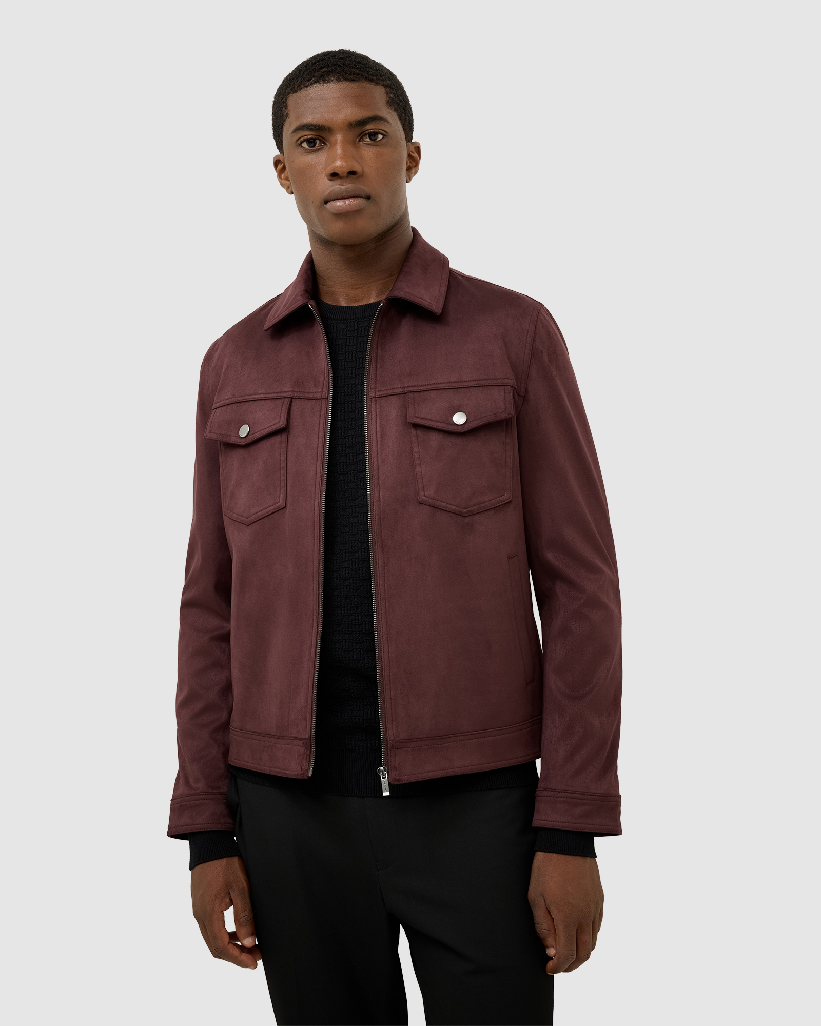 Reece Faux Suede Trucker Jacket