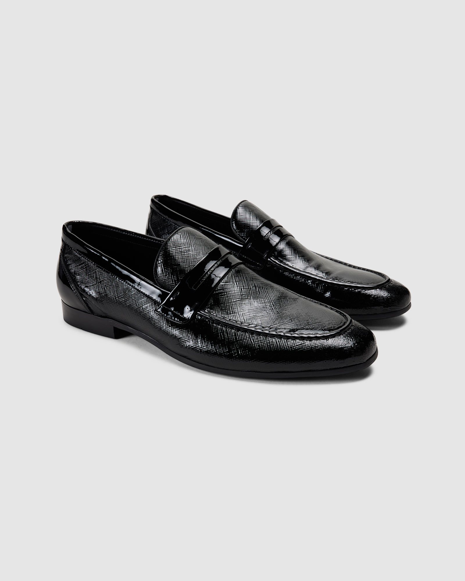 Patent Saffiano Texture Loafers