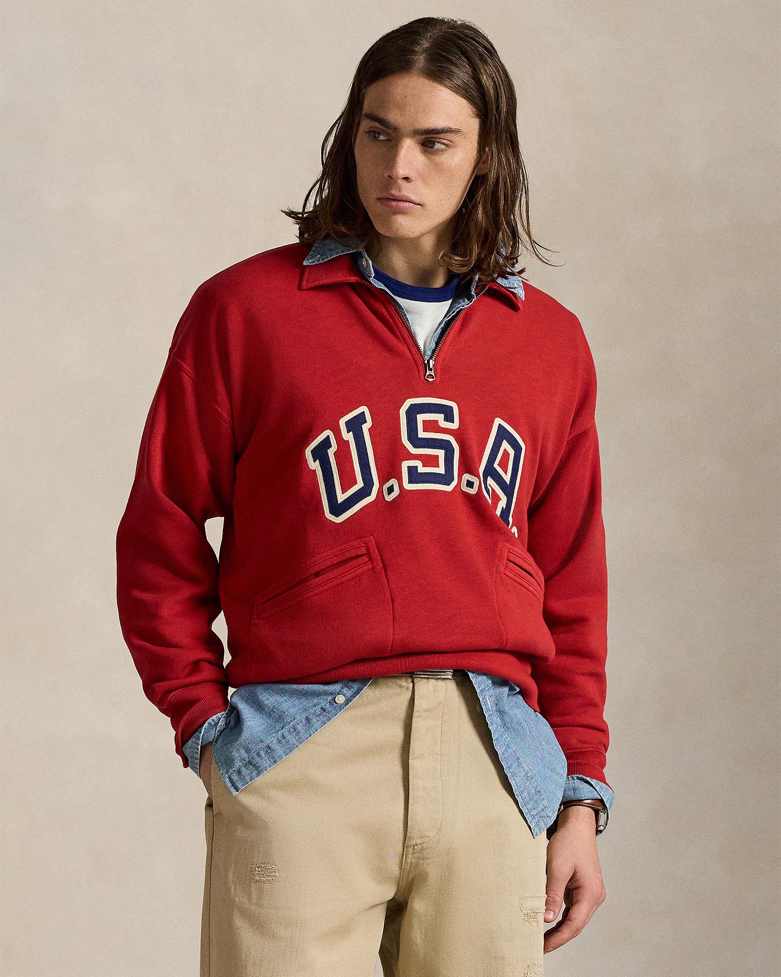 Vintage Fit USA Collared Sweatshirt