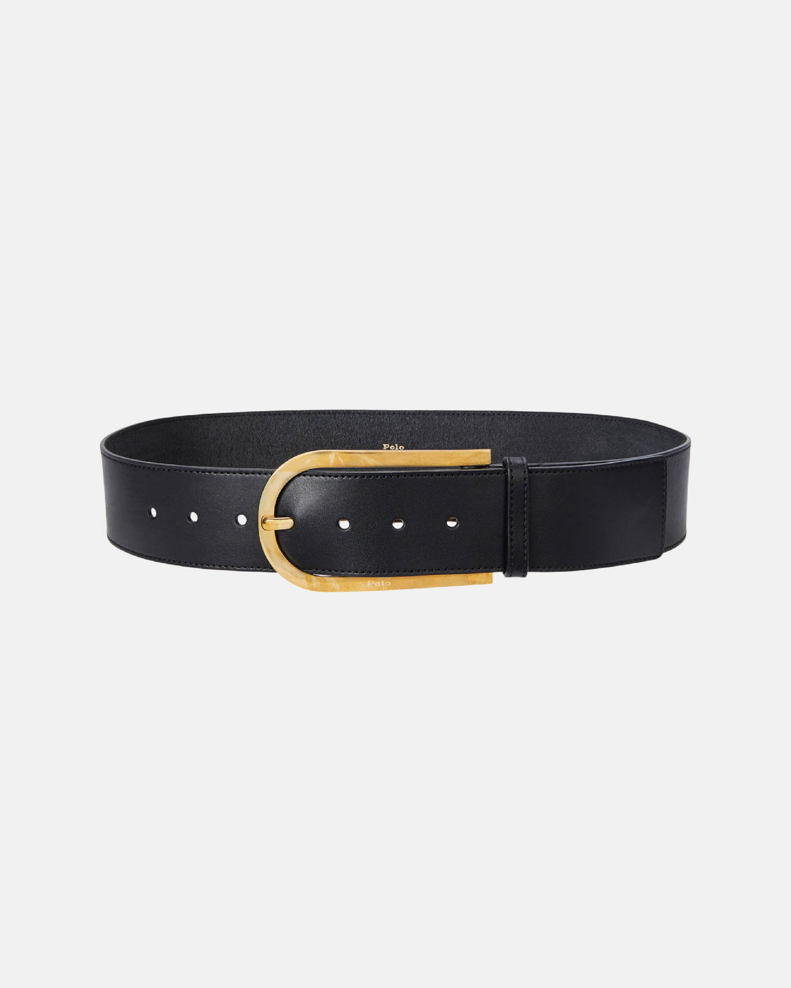 Elongated-Buckle Leather Belt