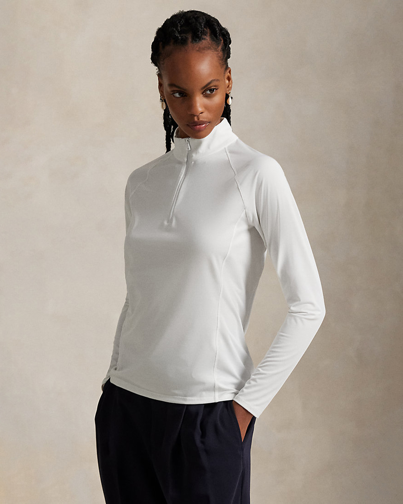 Stretch Jersey Quarter-Zip Top