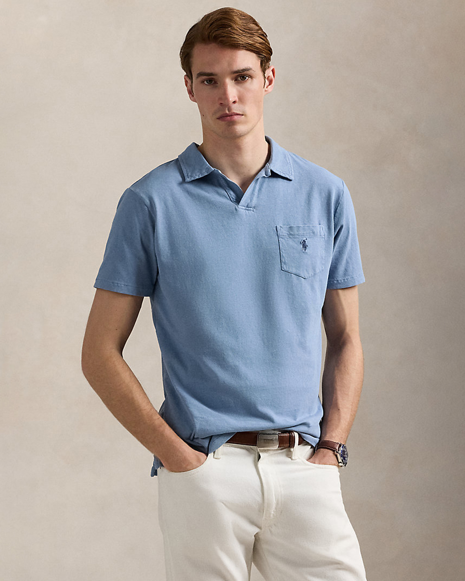 Standard Fit Cotton-Linen Polo Shirt