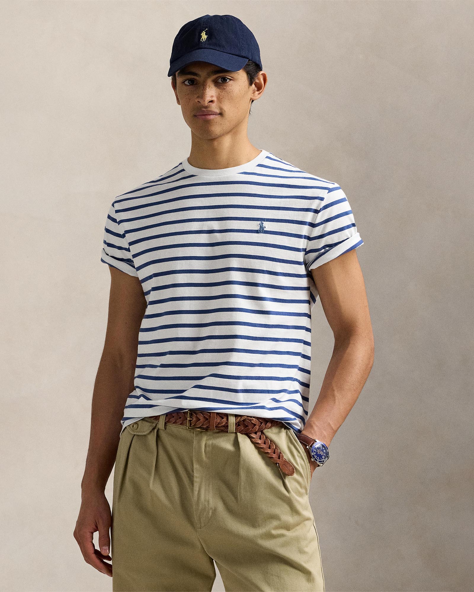 Custom Slim Fit Striped Jersey T-Shirt