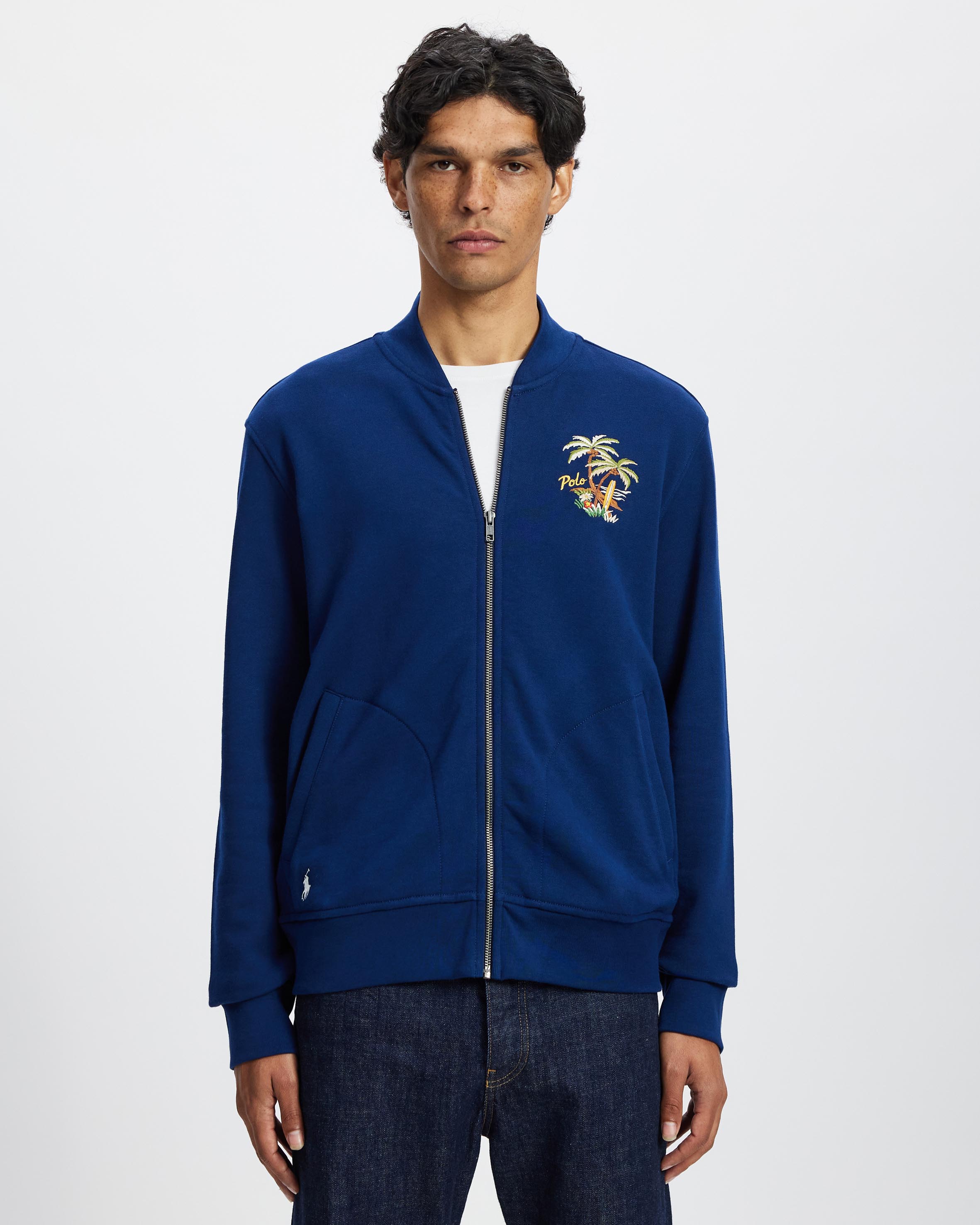 Embroidered Loopback Fleece Jacket - ICONIC EXCLUSIVE