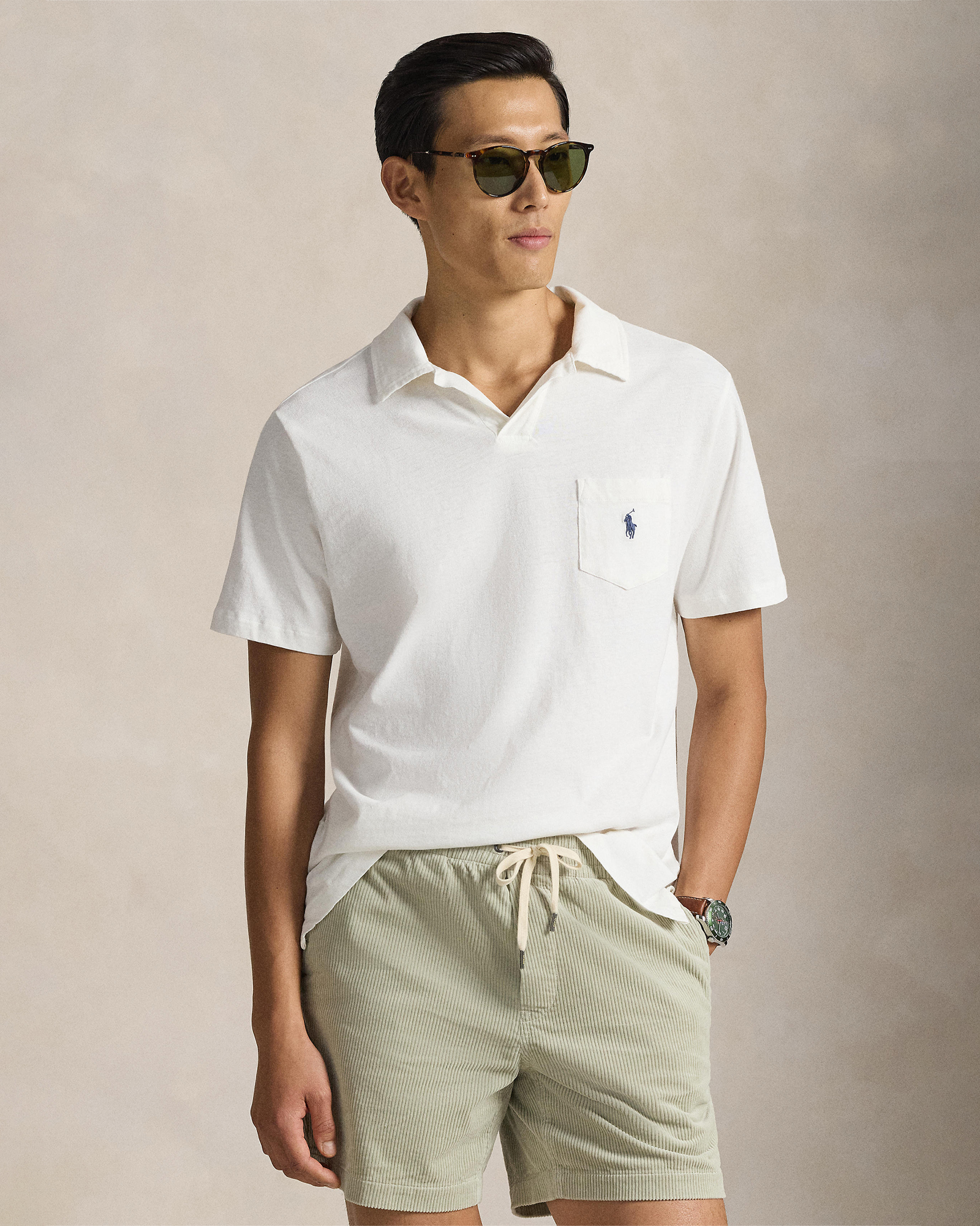Standard Fit Cotton-Linen Polo Shirt