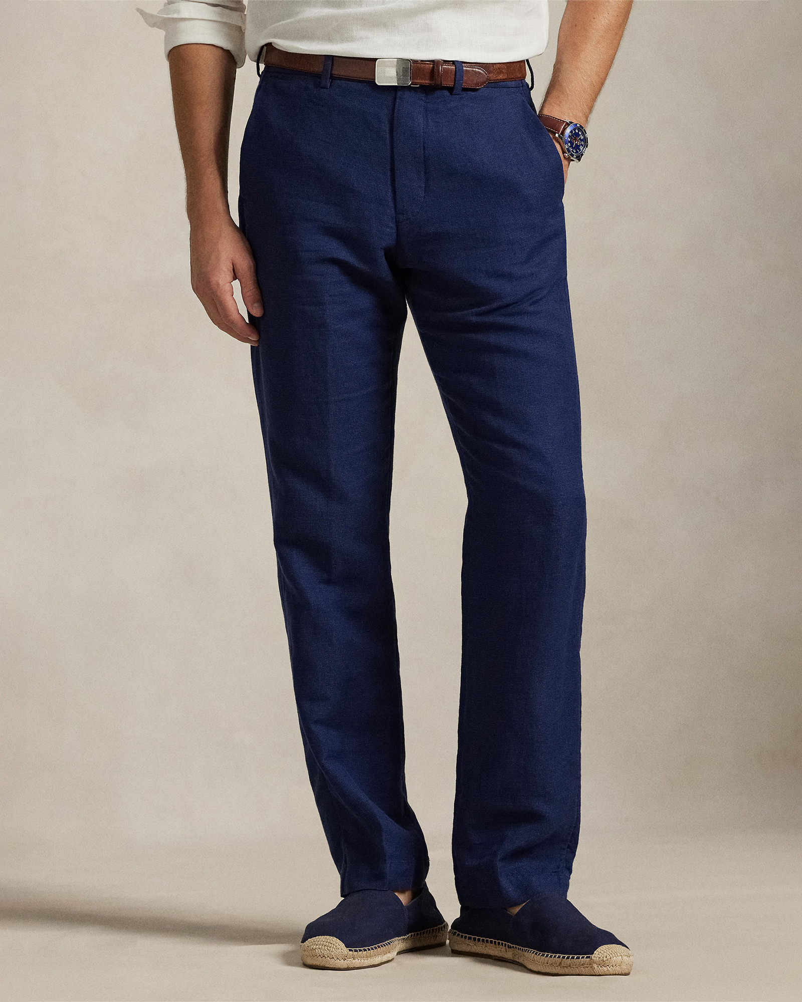 Straight Fit Houndstooth Twill Pants
