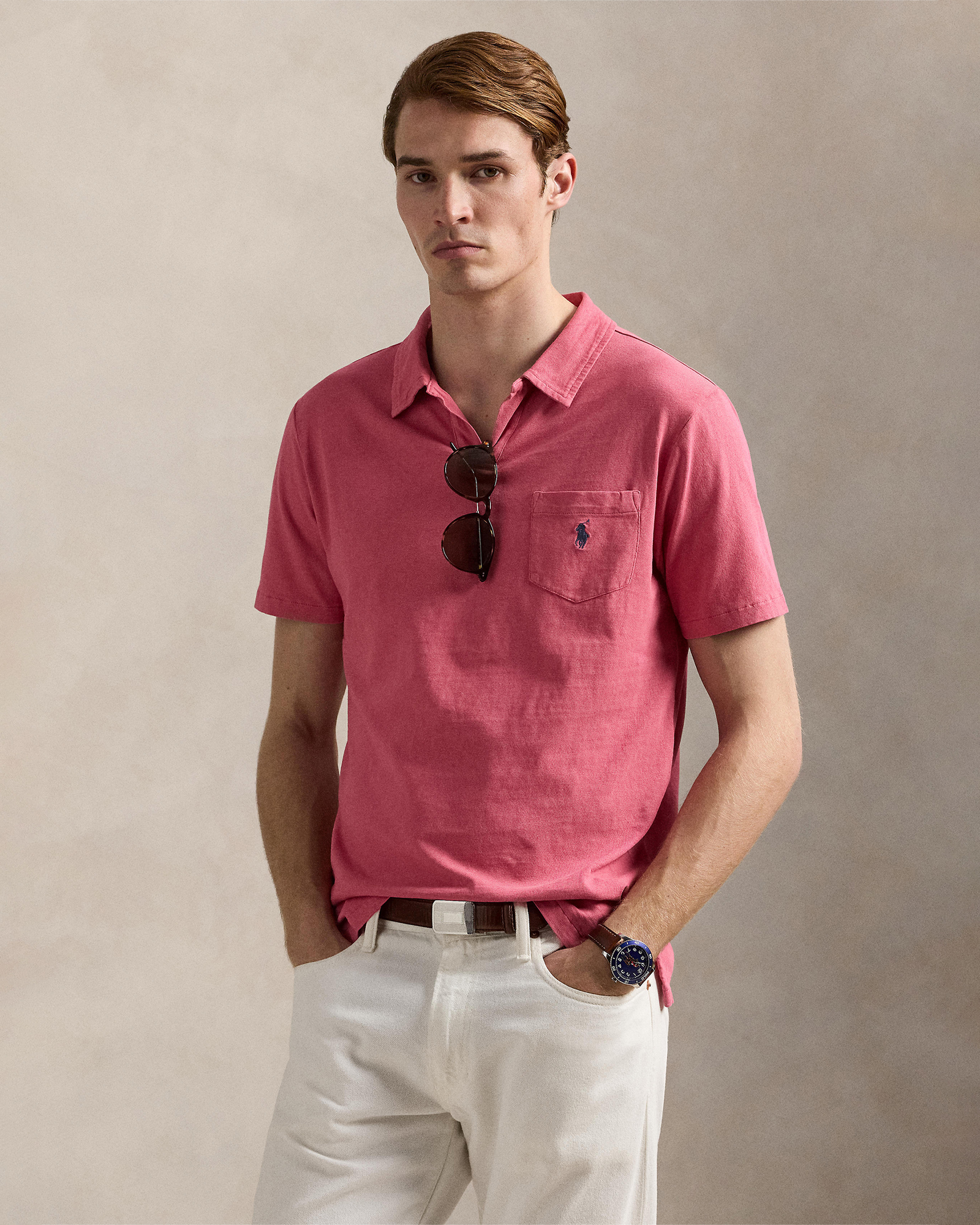 Standard Fit Cotton-Linen Polo Shirt